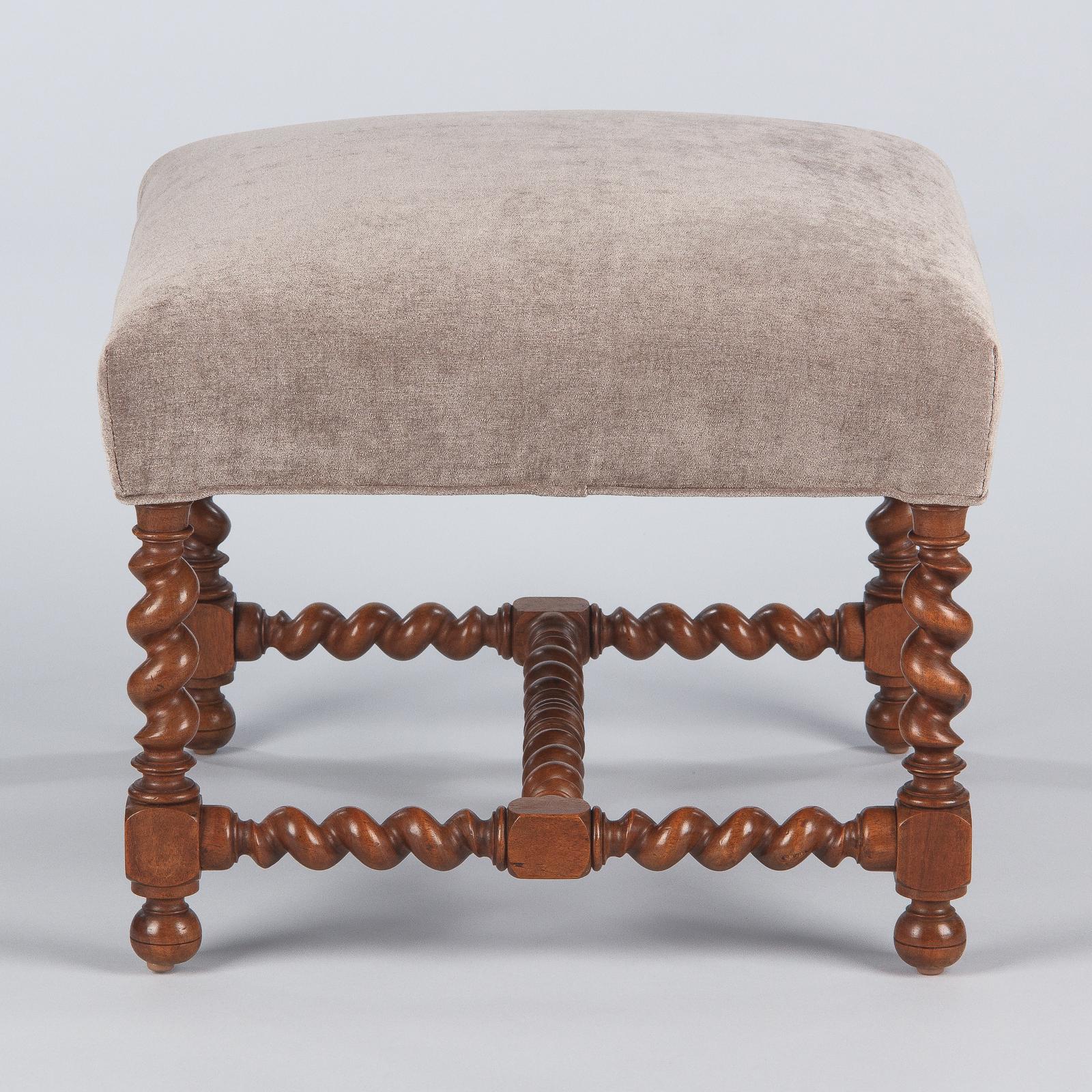 French Louis XIII Style Upholstered Walnut Ottoman, 1920s 8