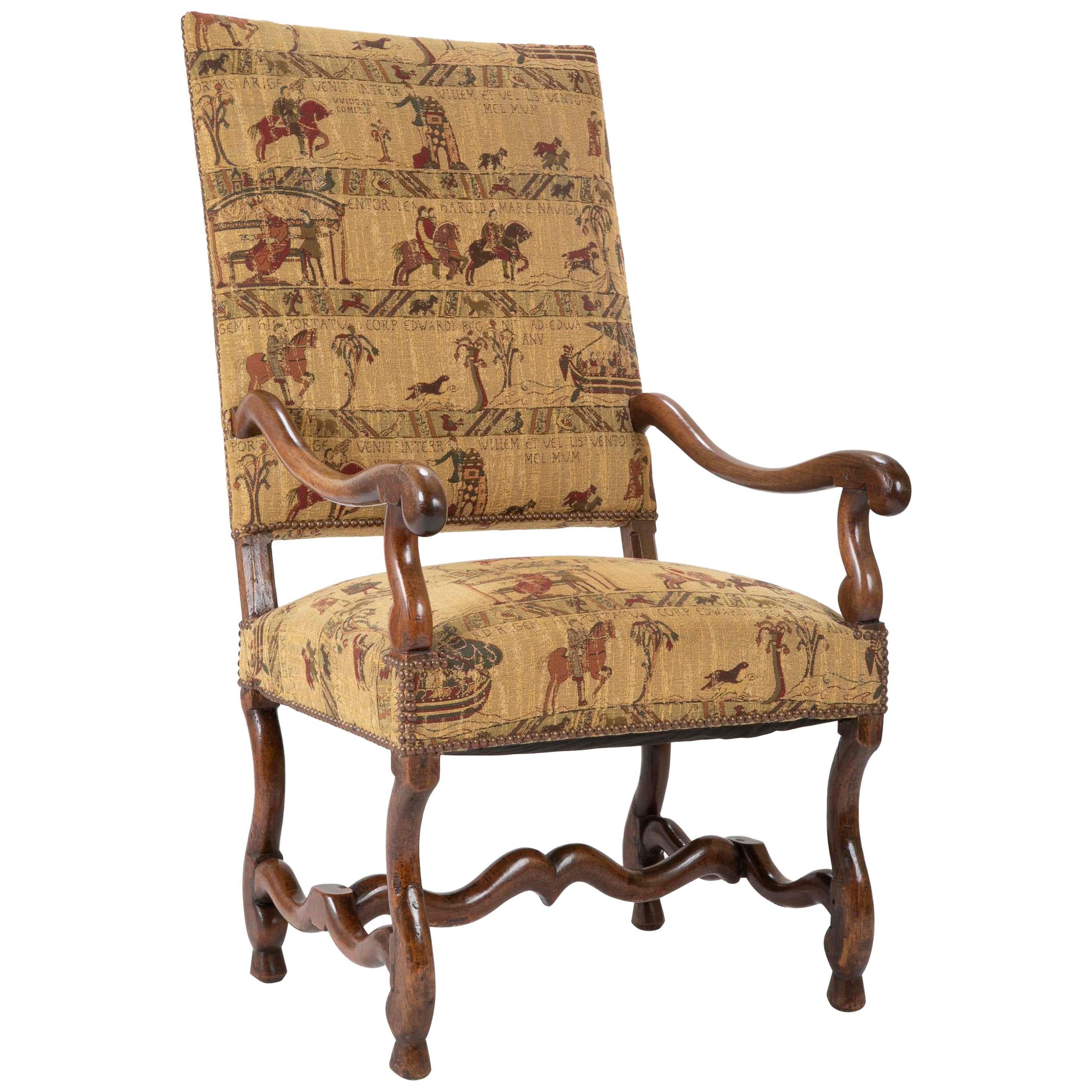 French Louis XIII Style Walnut Armchair