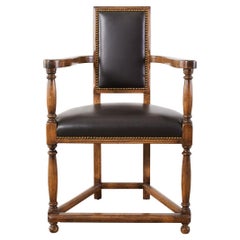 French Louis XIII Style Walnut Hall Chair by Dennis & Leen