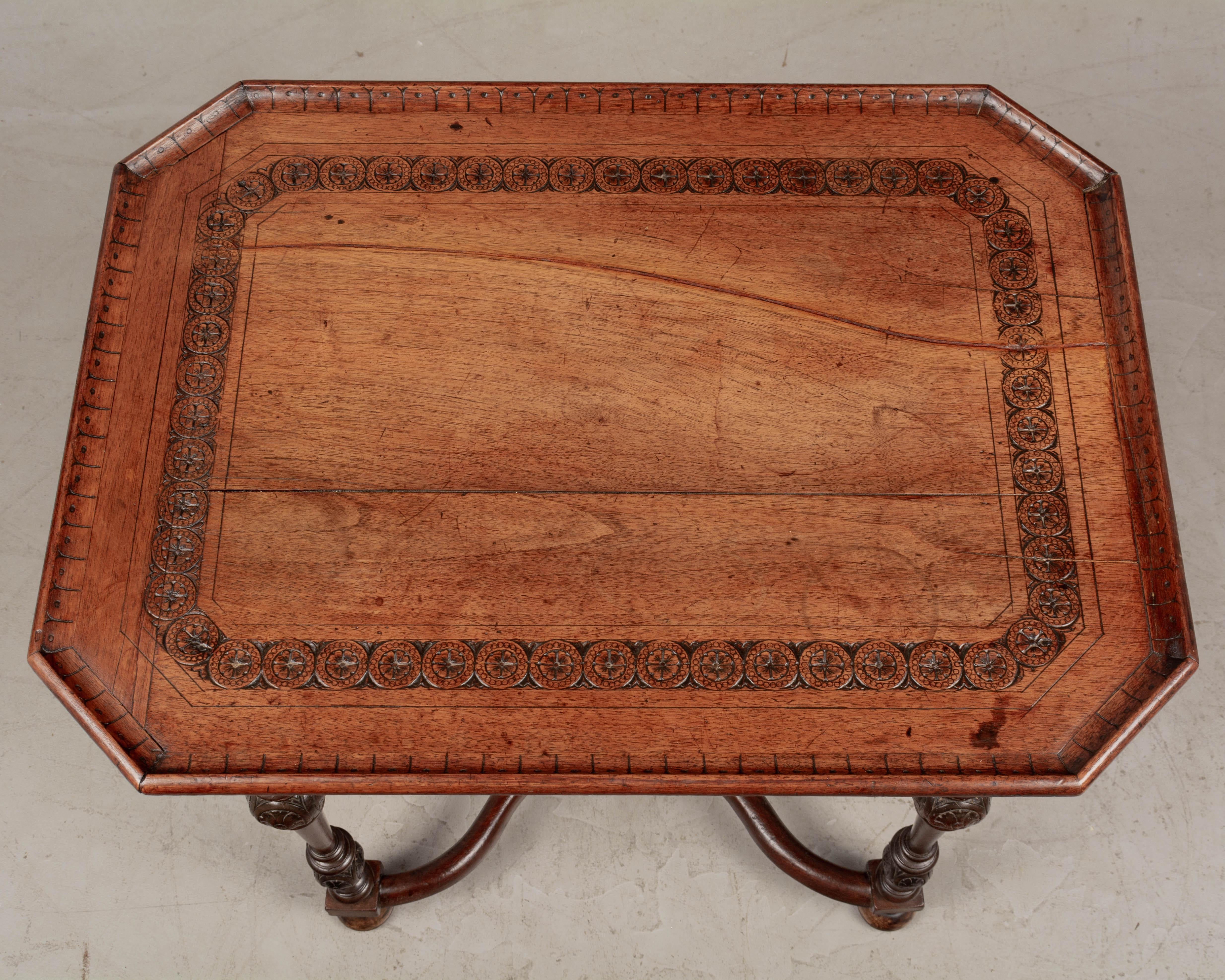French Louis XIII Style Walnut Side Table For Sale 6