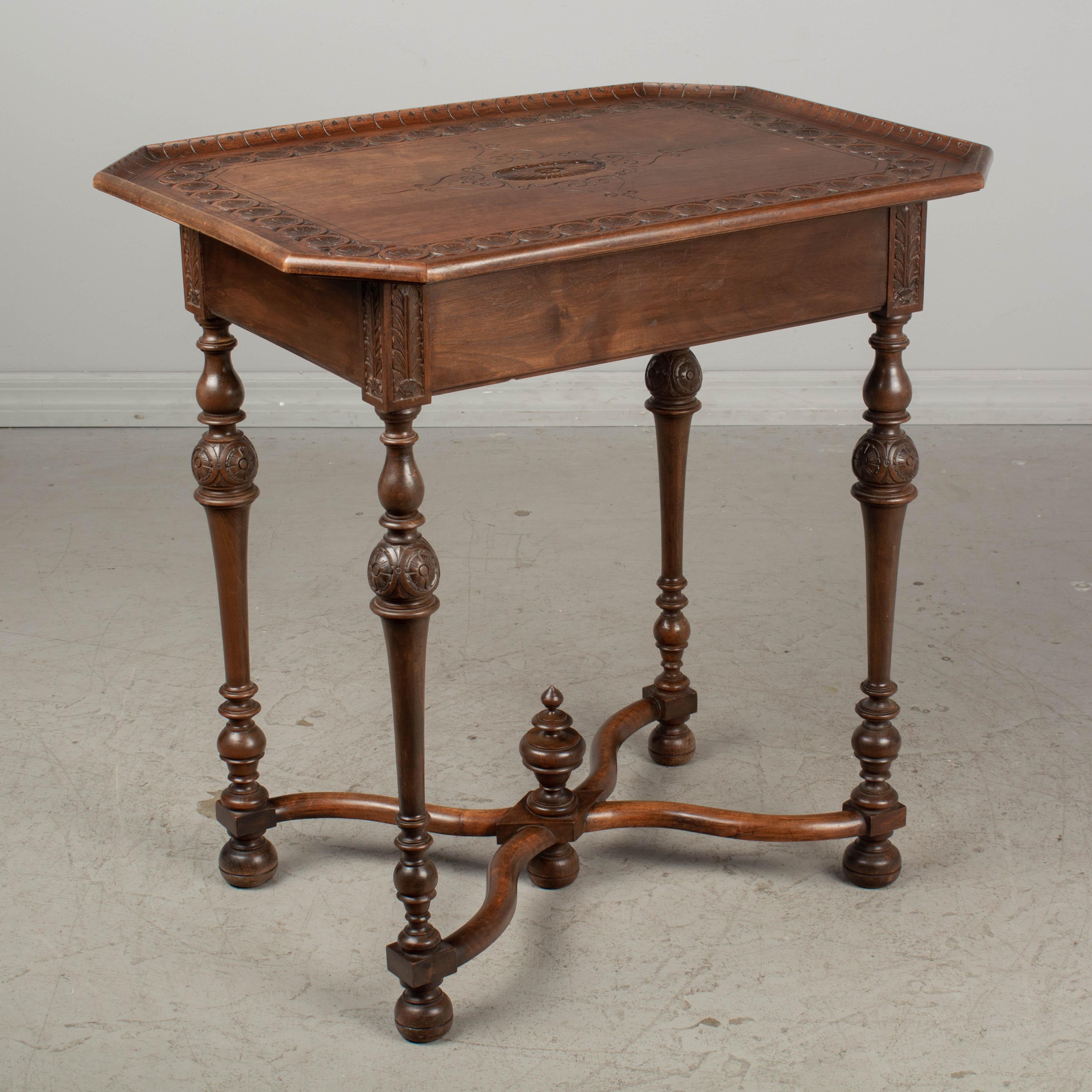 Louis XIII French Louis XVIII Style Walnut Side Table For Sale