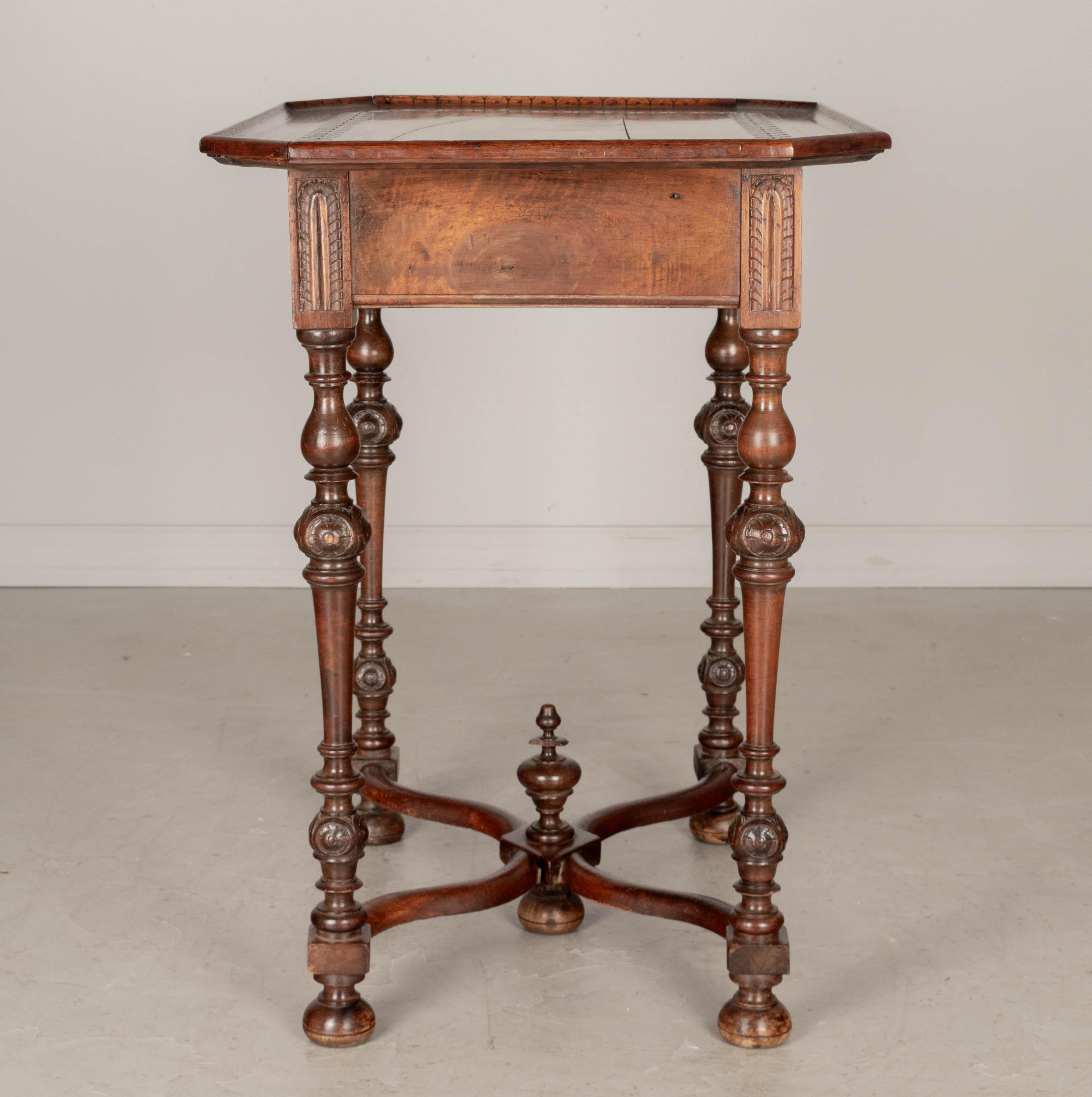 French Louis XIII Style Walnut Side Table For Sale 1