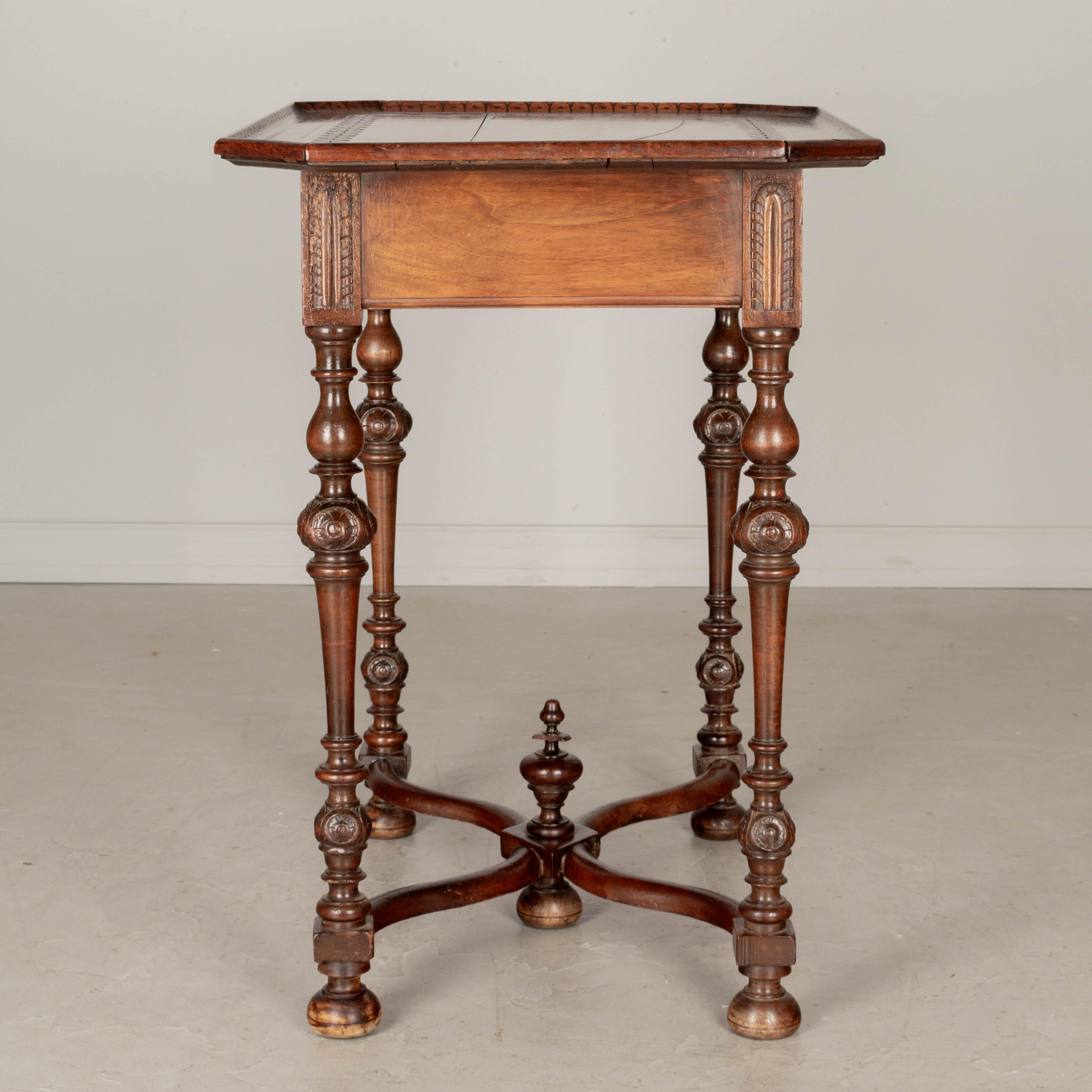 French Louis XIII Style Walnut Side Table For Sale 2