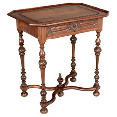 Antique French Louis XIII Style Walnut Side Table