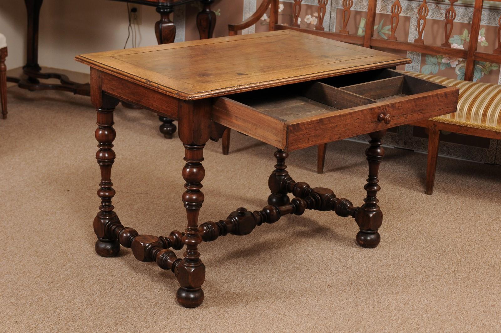 French Louis XIII Style Walnut Table, 19th Century In Good Condition In Atlanta, GA