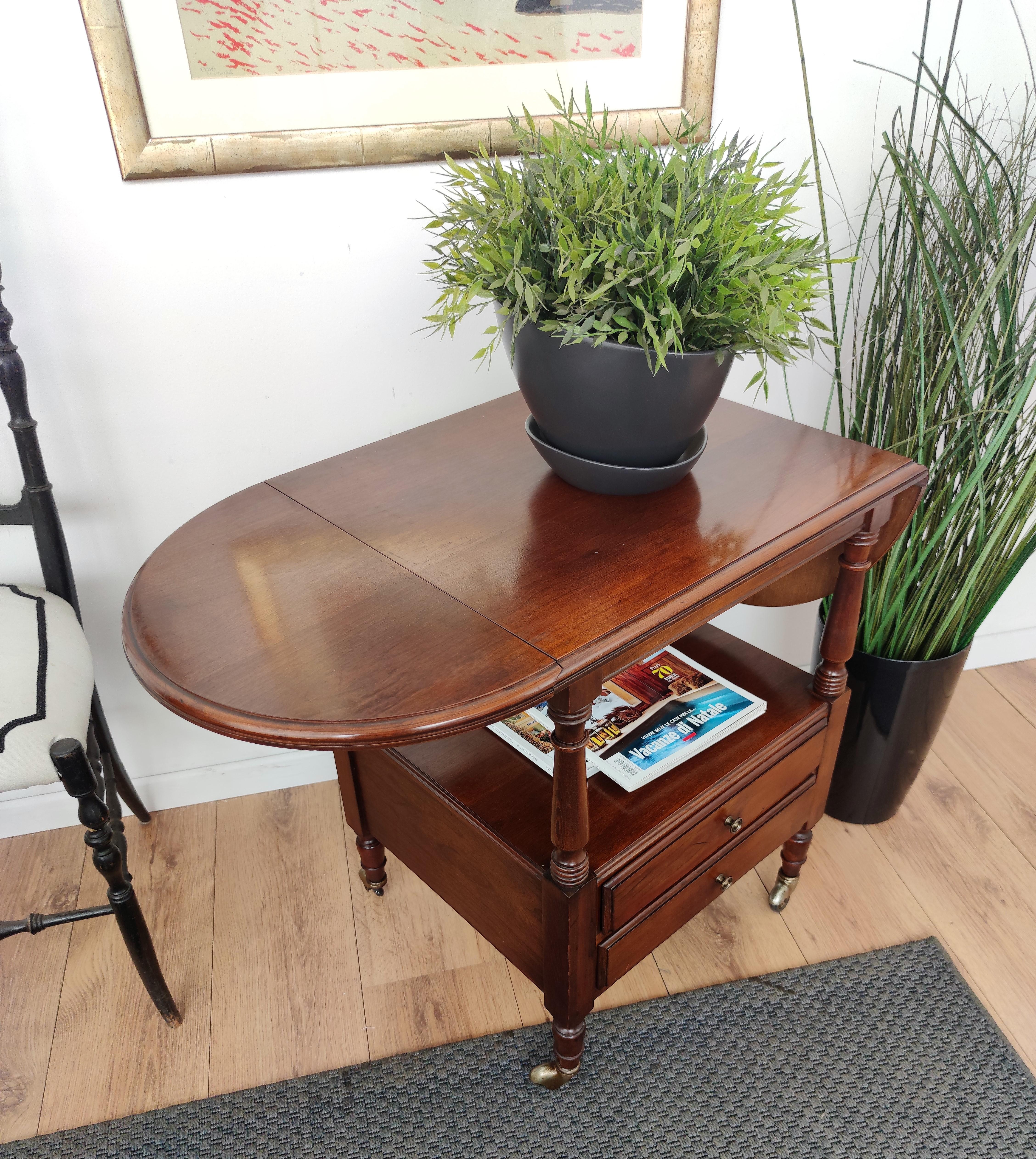 20th Century French Louis XIII Style Walnut Two-Tier Folding Side Table For Sale