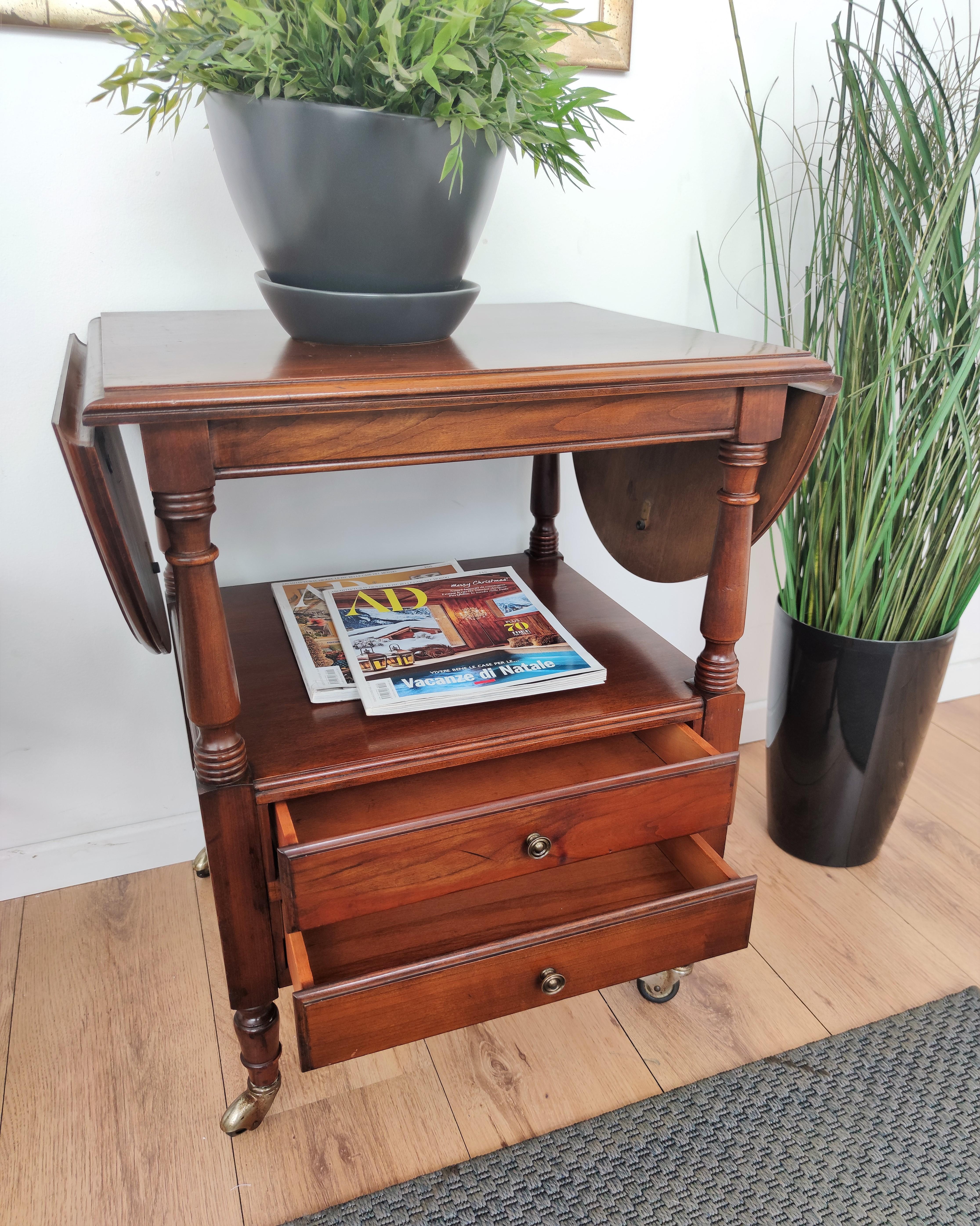 French Louis XIII Style Walnut Two-Tier Folding Side Table For Sale 1