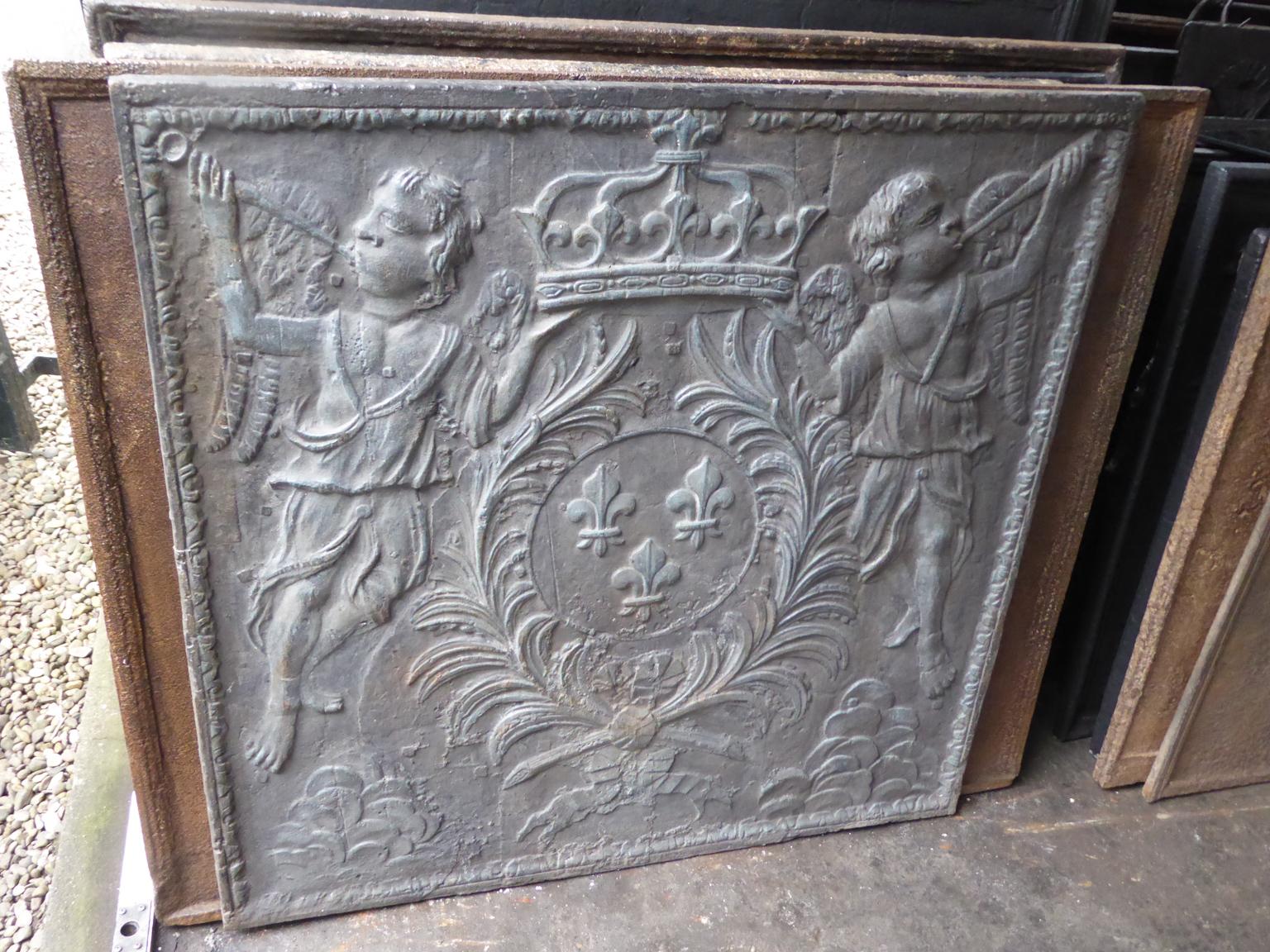 Cast French Louis XIV 'Arms of France' Fireback, 17th Century