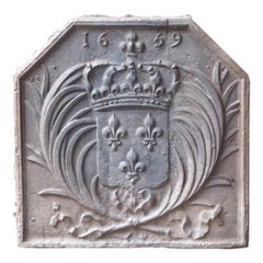 Antique French Louis XIV 'Arms of France' Fireback, 17th Century