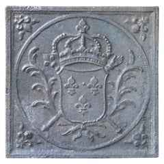 Antique French Louis XIV Arms of France Fireback, 18th Century