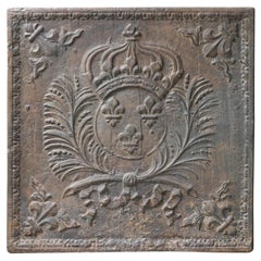 Antique French Louis XIV Arms of France Fireback, 18th Century