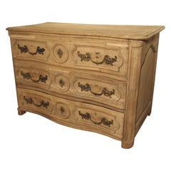 French Louis XIV Bleached Oak Commode with Bronze Sea Horse Pulls