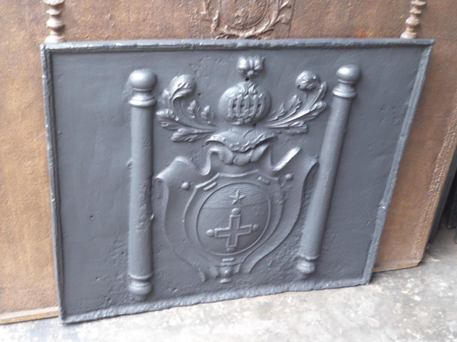 Cast French Louis XIV 'Coat of Arms' Fireback / Backsplash, 17th-18th Century For Sale
