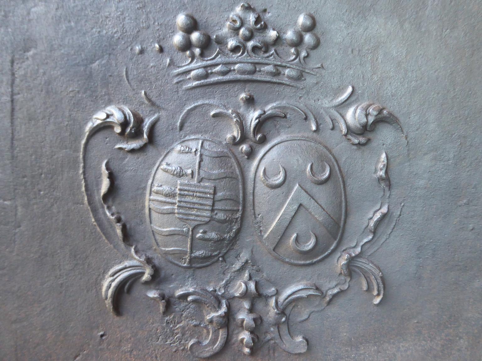 18th Century and Earlier French Louis XIV 'Coat of Arms' Fireback, 17th-18th Century