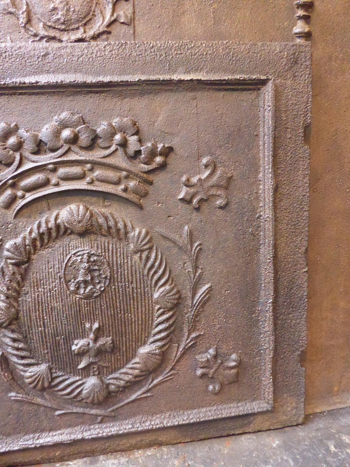 French Louis XIV 'Coat of Arms' Fireback, 17th-18th Century 1