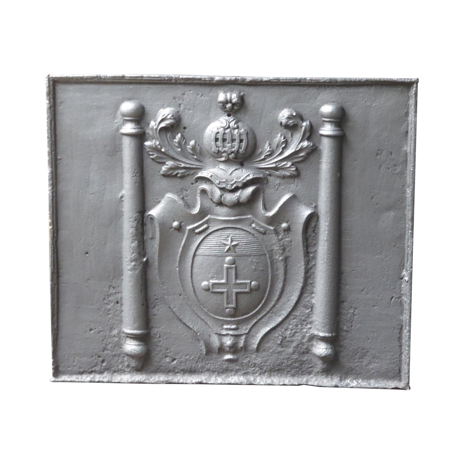 French Louis XIV 'Coat of Arms' Fireback / Backsplash, 17th-18th Century For Sale