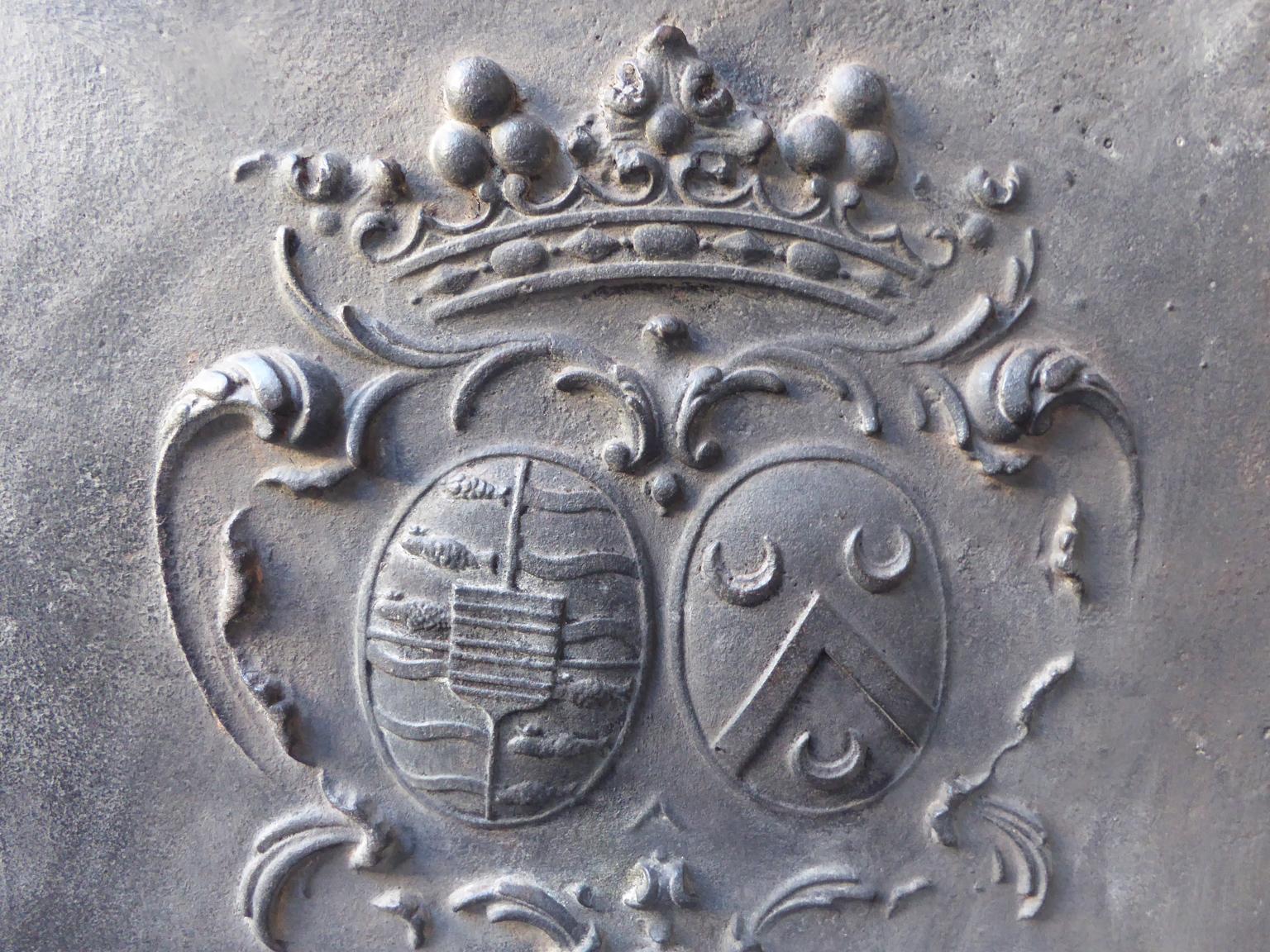 18th Century and Earlier French Louis XIV Coat of Arms Fireback, 18th Century