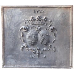 French Louis XIV Coat of Arms Fireback, 18th Century