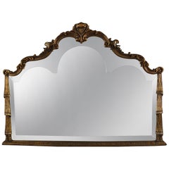 French Louis XIV Ebonized and Carved Giltwood over Mantel Mirror, 19th Century