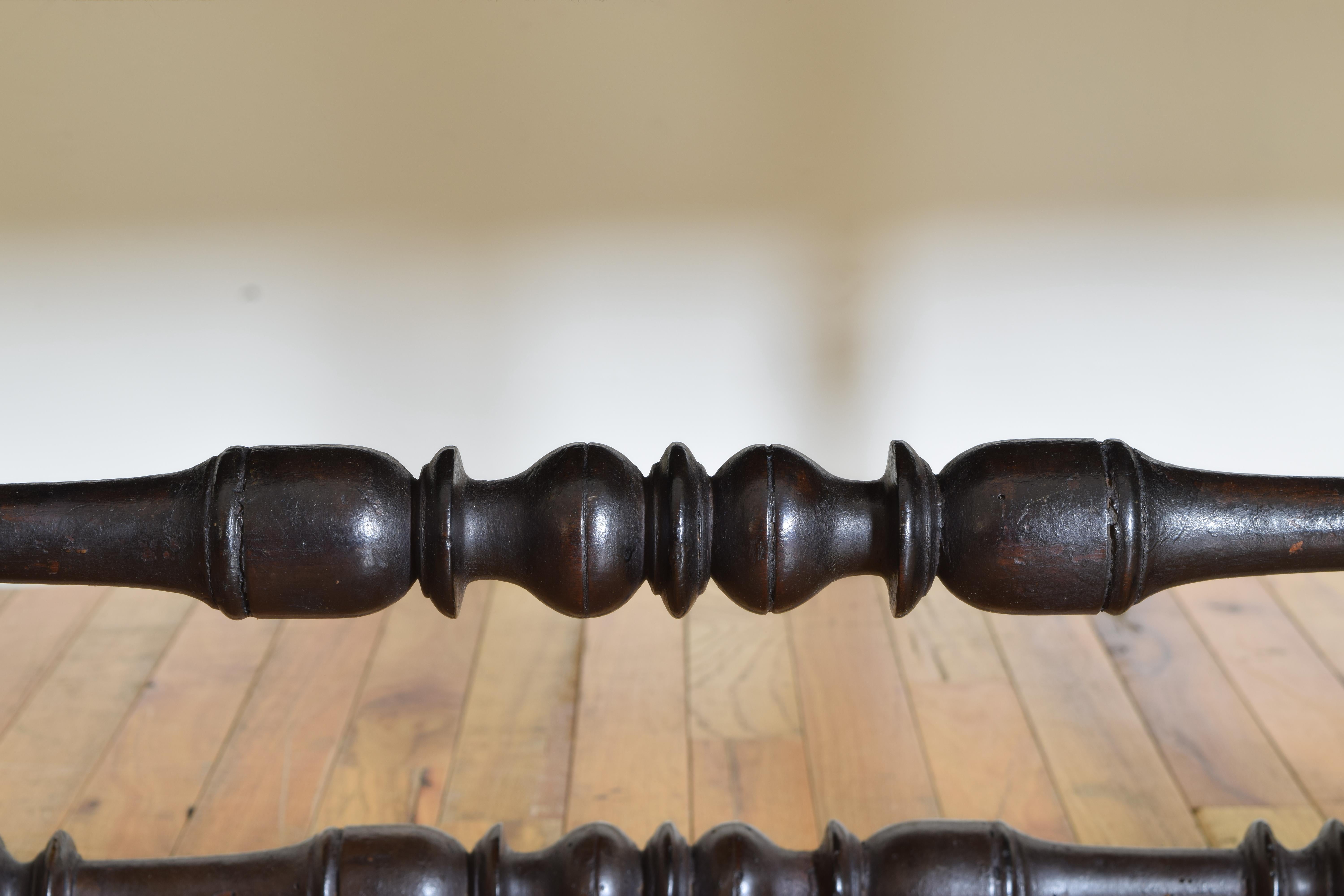 French Louis XIV Ebonized Walnut & Upholstered Long Bench, Early 18th Century 6