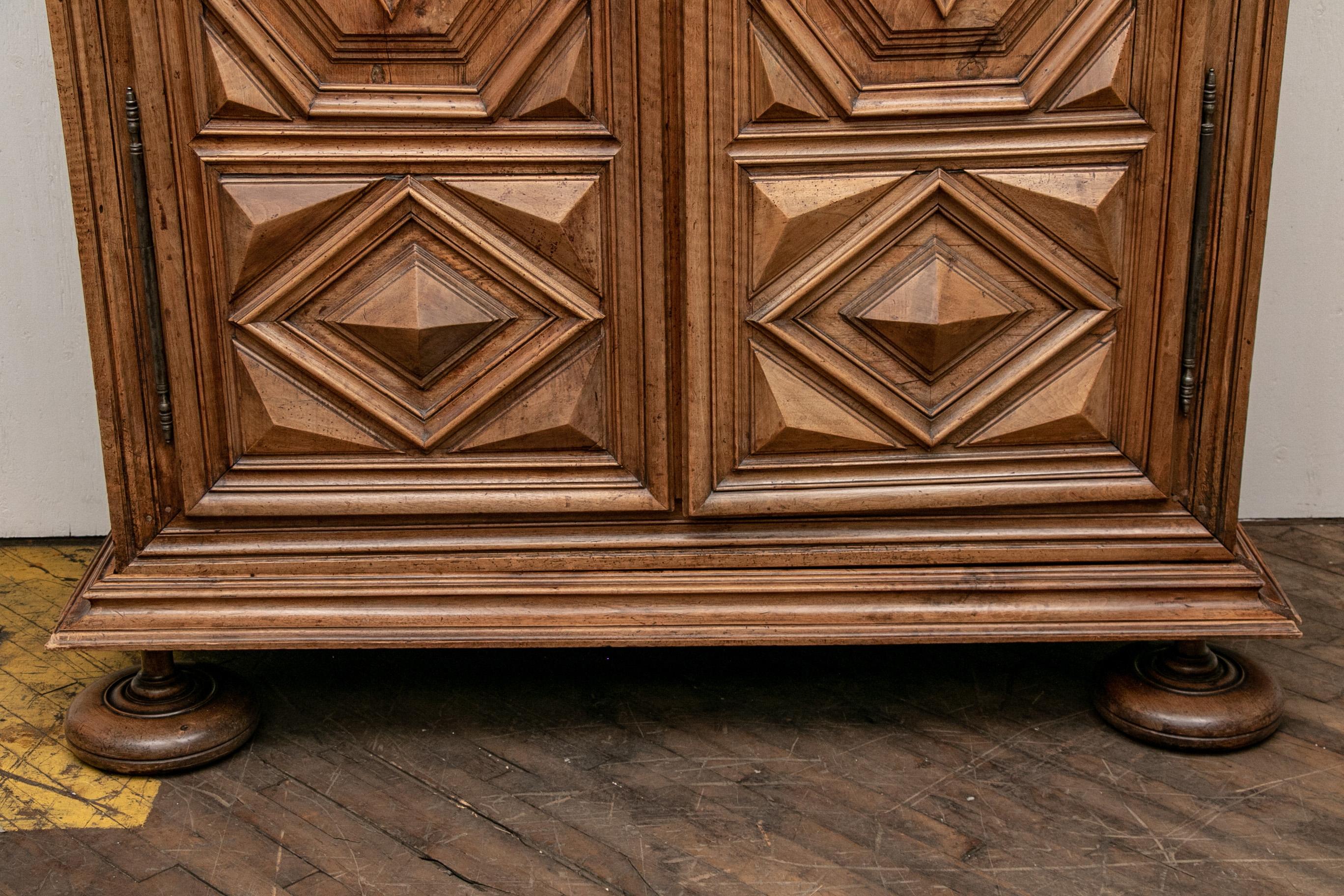 French Louis XIV  Era Carved Walnut Cabinet from Burgundy, France 3