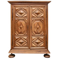 French Louis XIV  Era Carved Walnut Cabinet from Burgundy, France