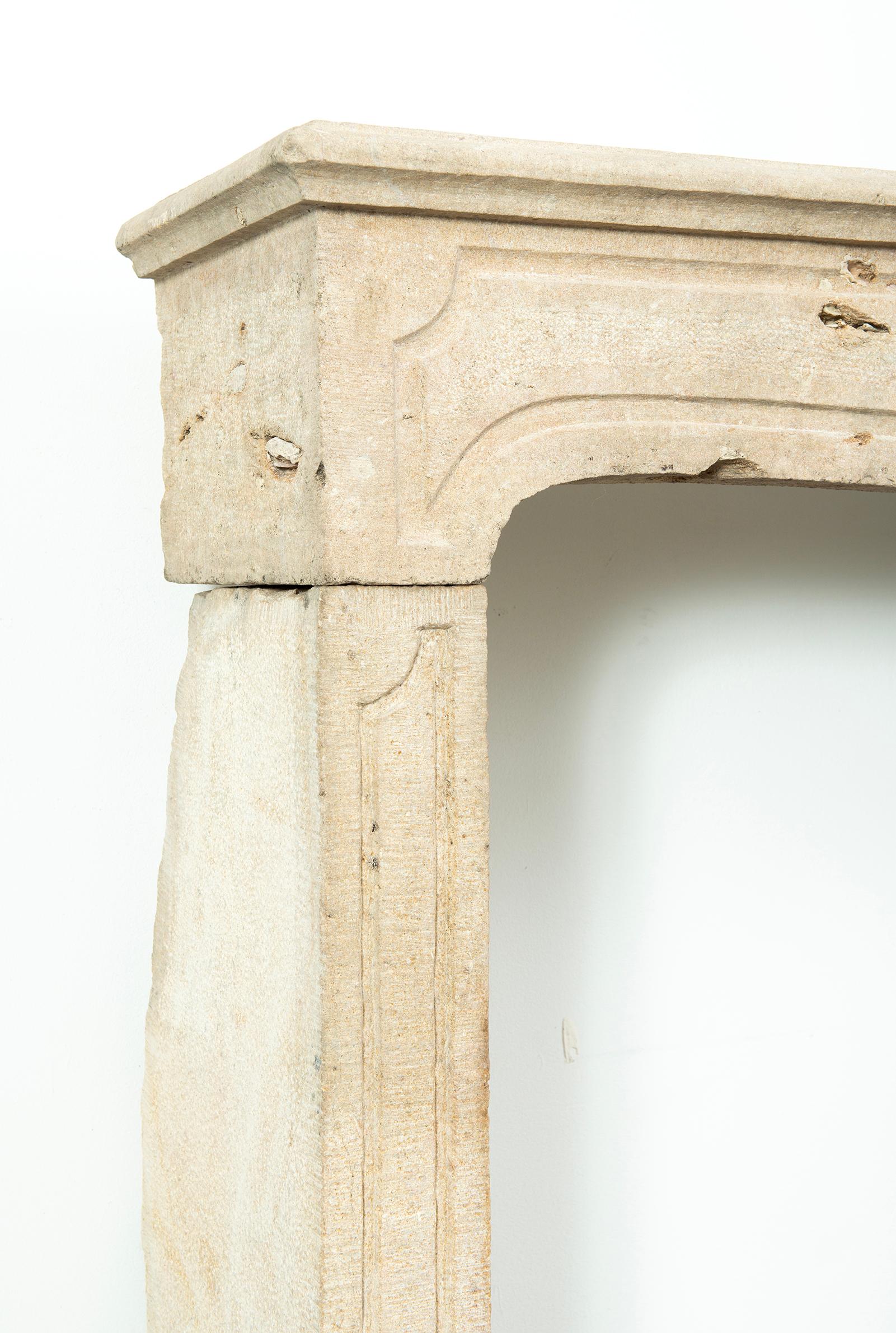 Limestone French Louis XIV Fireplace Mantel For Sale