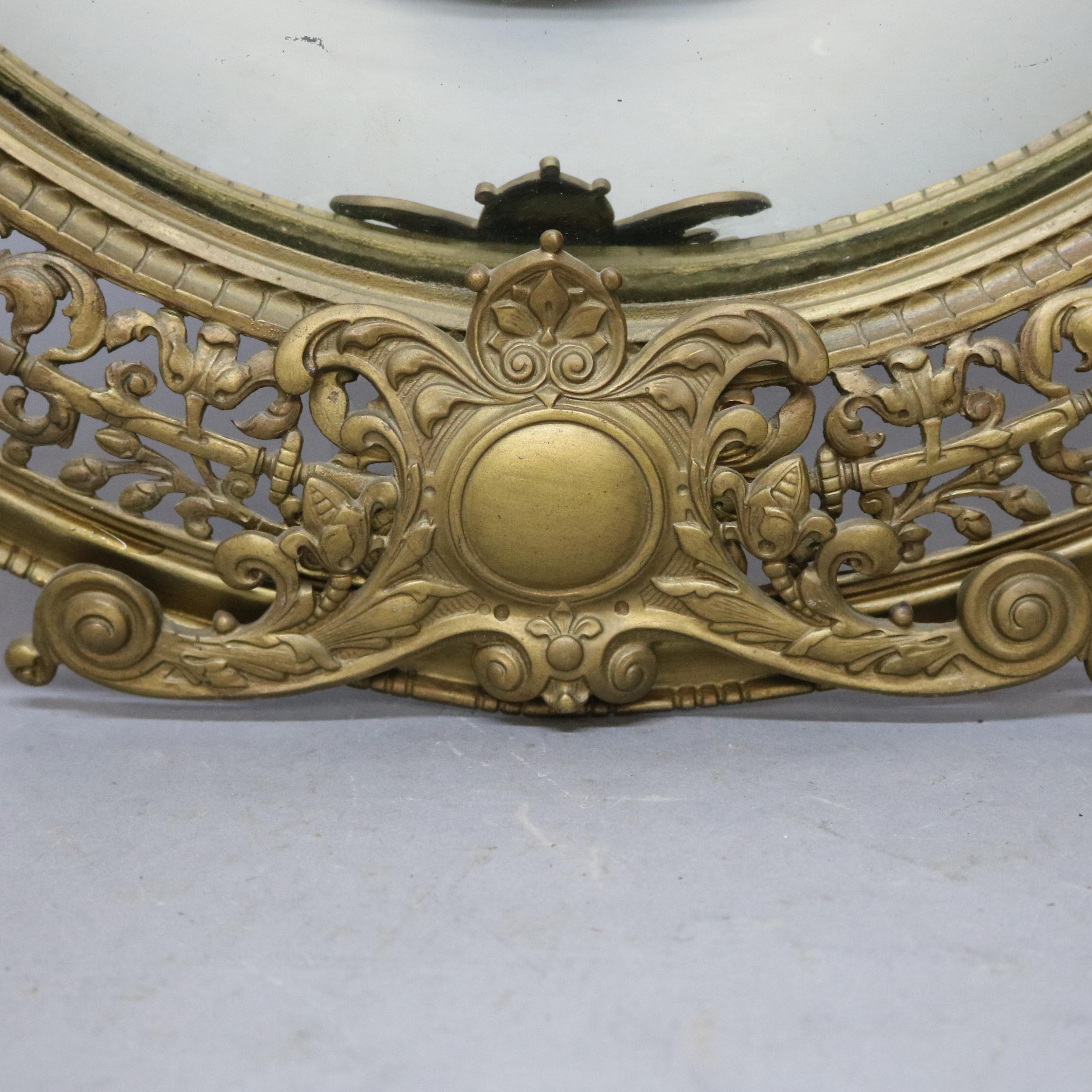 Cast French  Louis XIV Gilt Meta Figural Cherub Bullseye Wall Mirror, circa 1880
