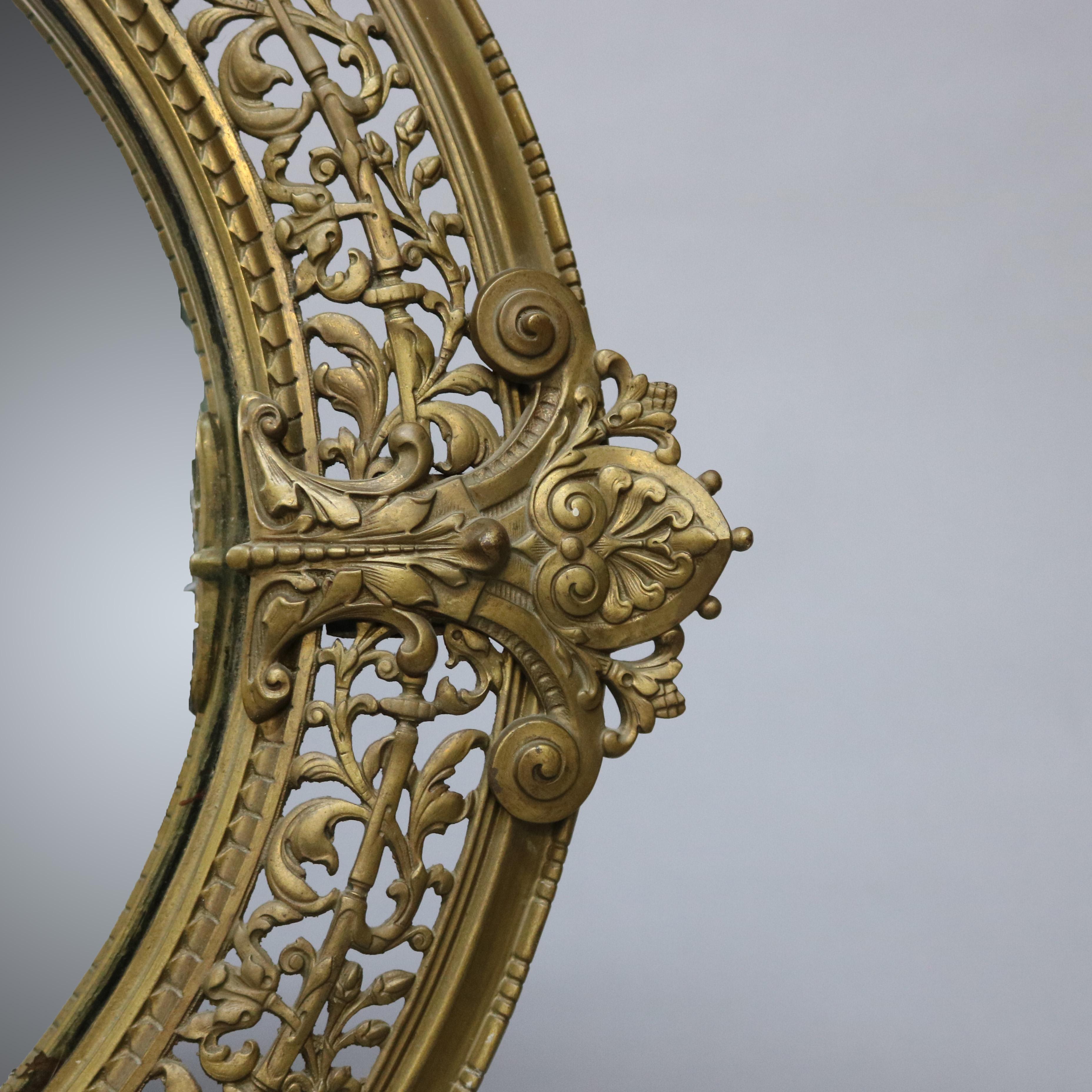19th Century French  Louis XIV Gilt Meta Figural Cherub Bullseye Wall Mirror, circa 1880