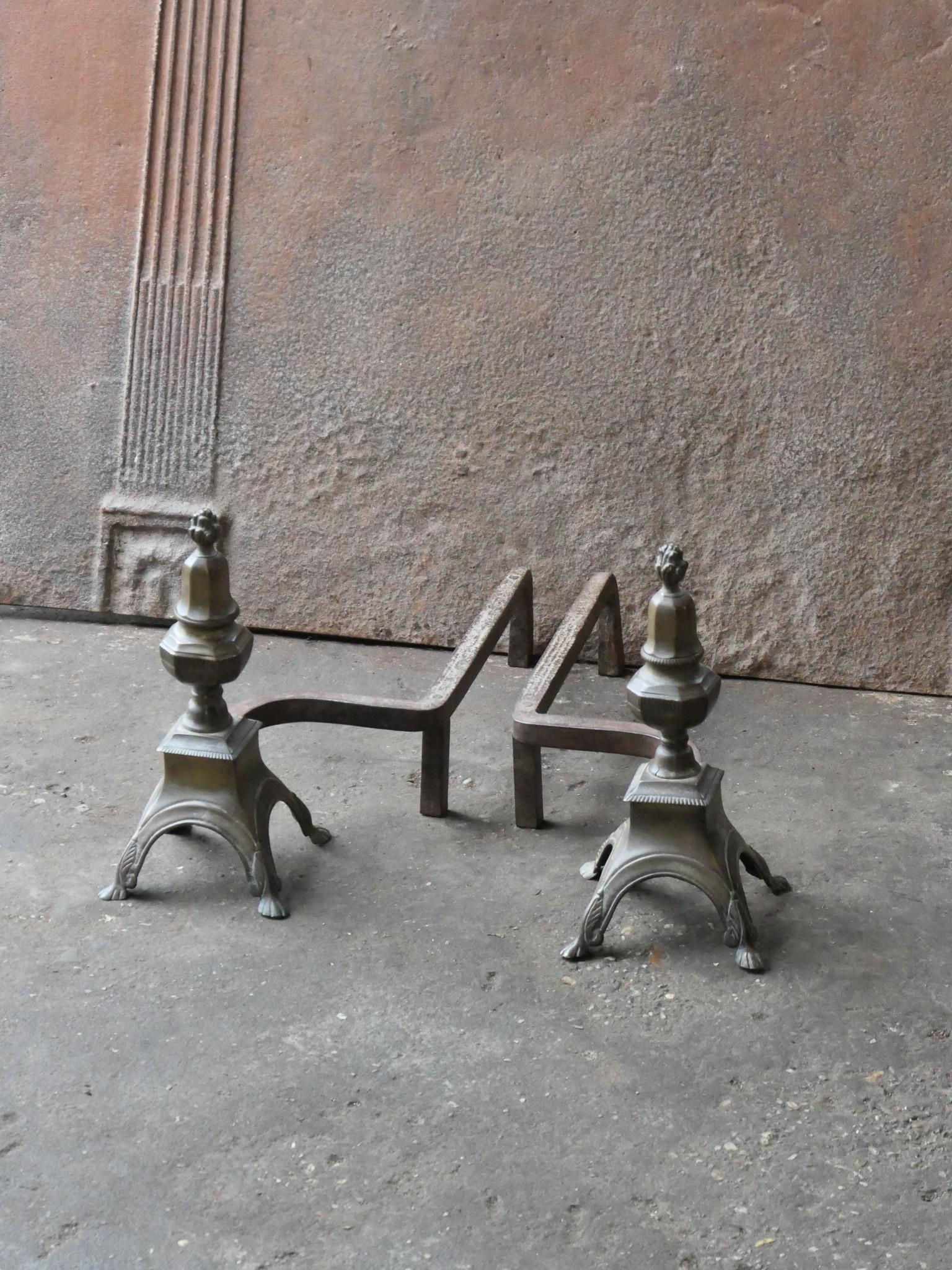 French Louis XIV Iron Andirons, 17th - 18th Century In Good Condition In Amerongen, NL