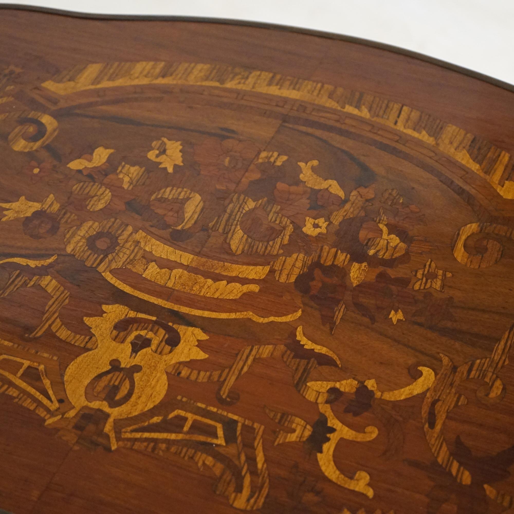 French Louis XIV Kingwood, Mahogany, Ormolu & Satinwood Bureau Plat Desk 20th C 11