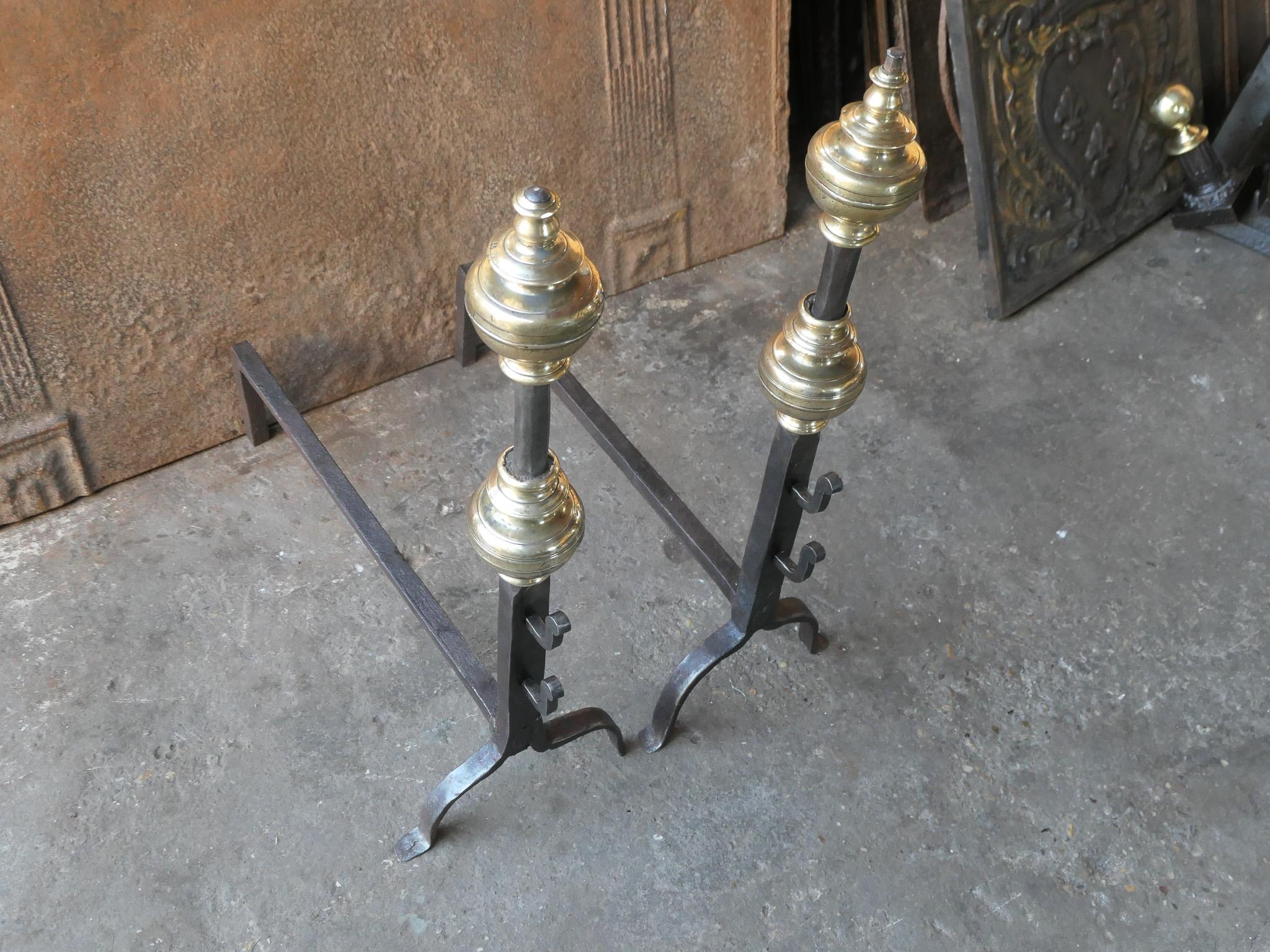 French Louis XIV Period Andirons or Firedogs, 17th Century For Sale 4