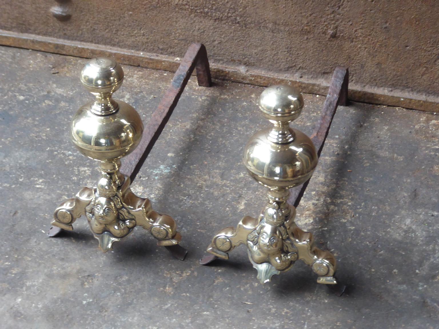 French Louis XIV Period Andirons or Firedogs, 17th Century In Good Condition In Amerongen, NL