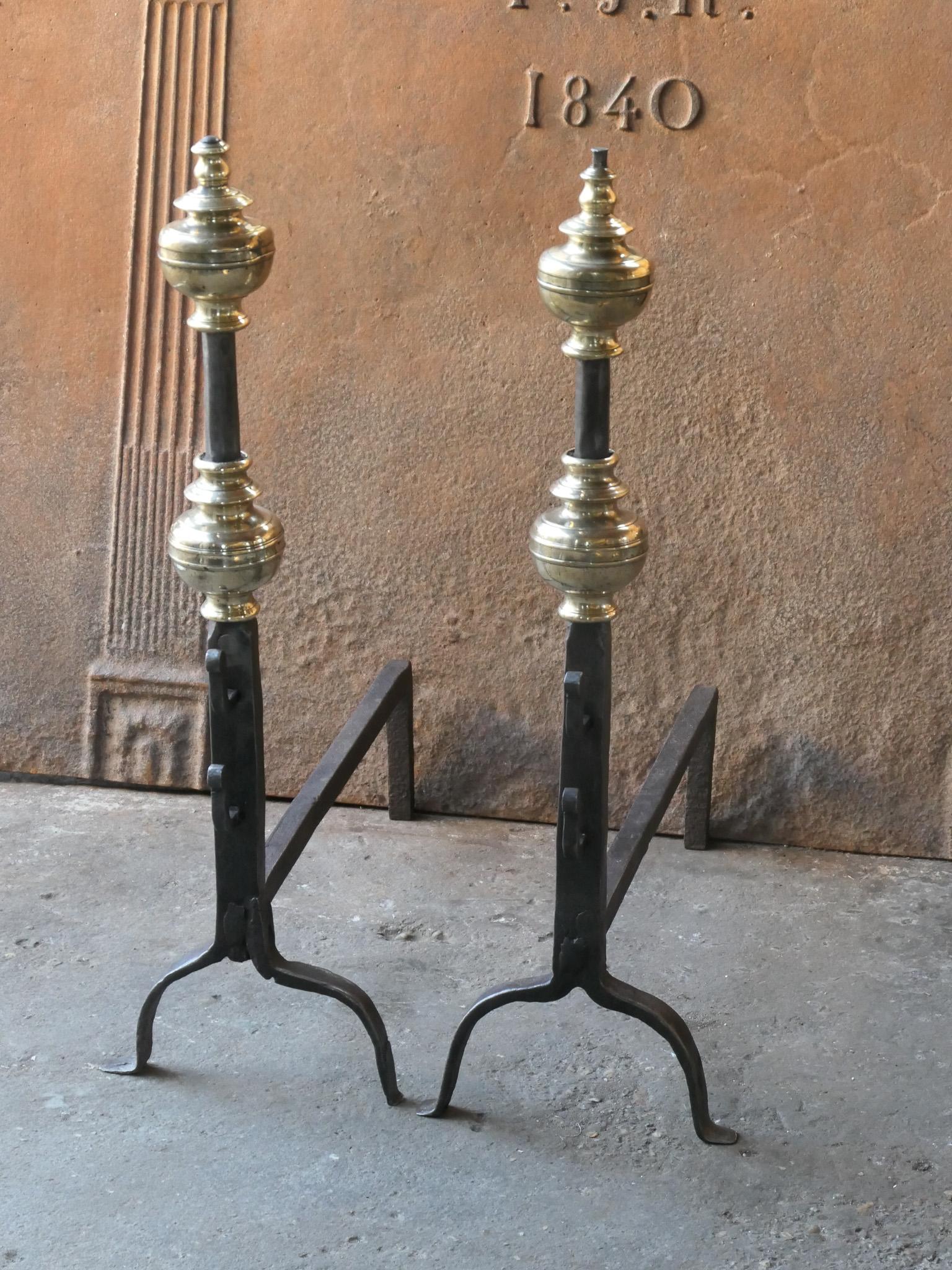 18th Century and Earlier French Louis XIV Period Andirons or Firedogs, 17th Century For Sale