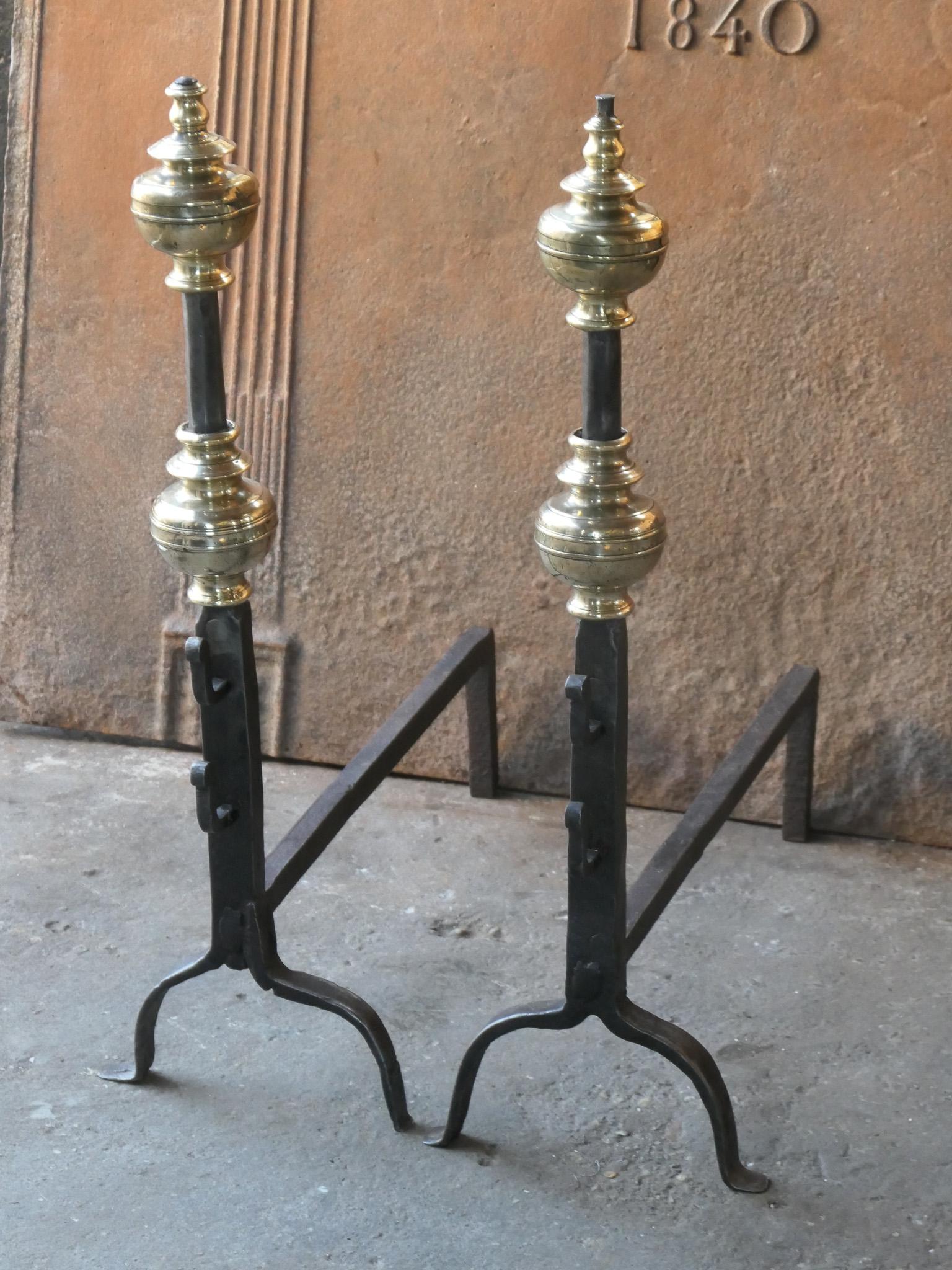 French Louis XIV Period Andirons or Firedogs, 17th Century For Sale 1