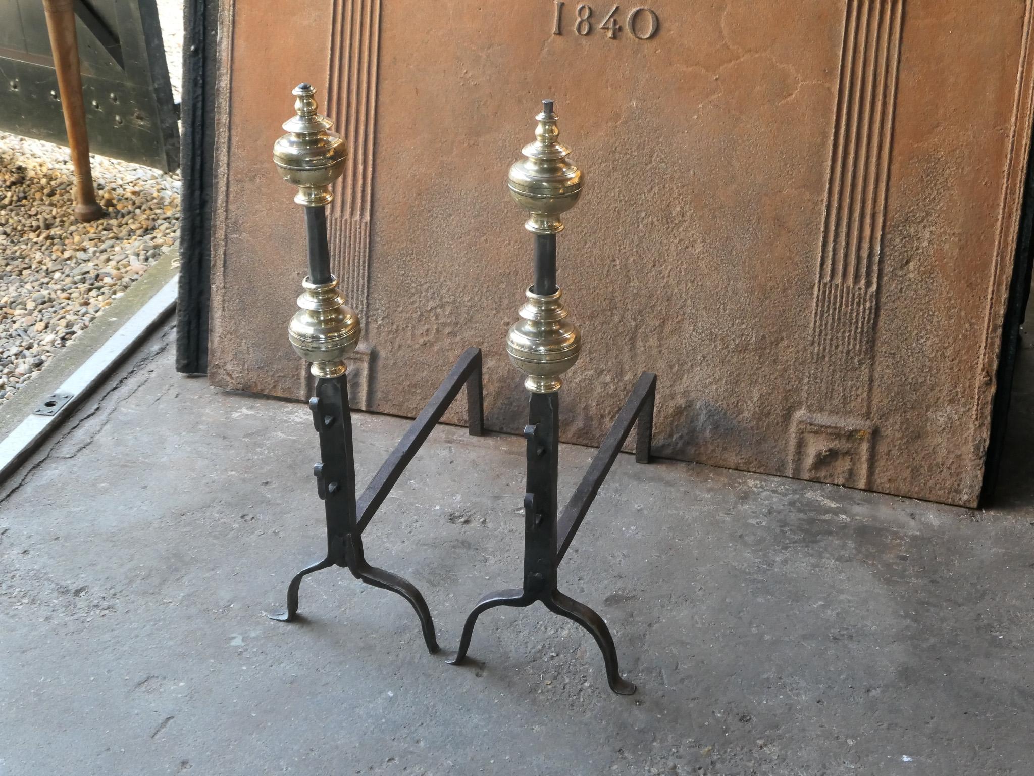 French Louis XIV Period Andirons or Firedogs, 17th Century For Sale 3