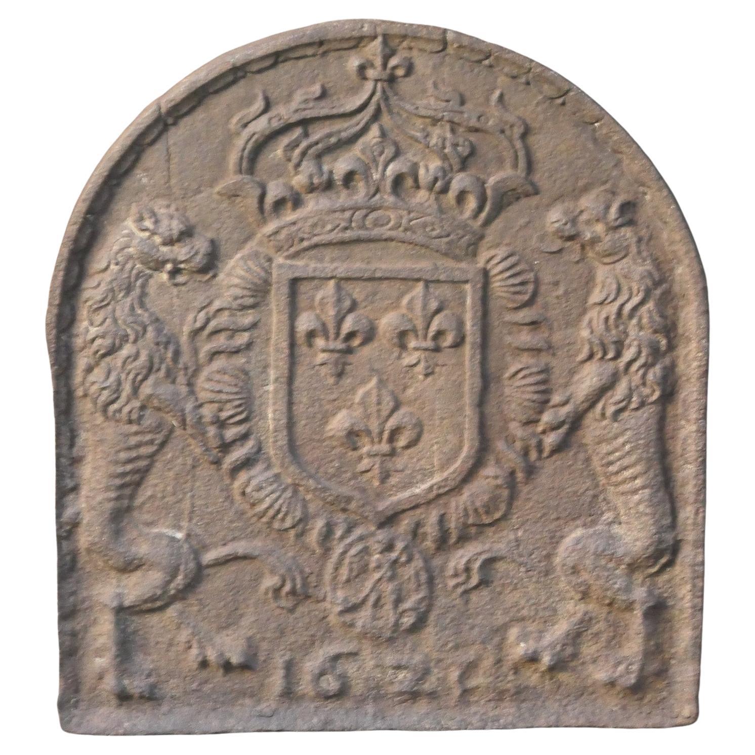 Plaque de cheminée française d'époque Louis XIV, 17ème siècle