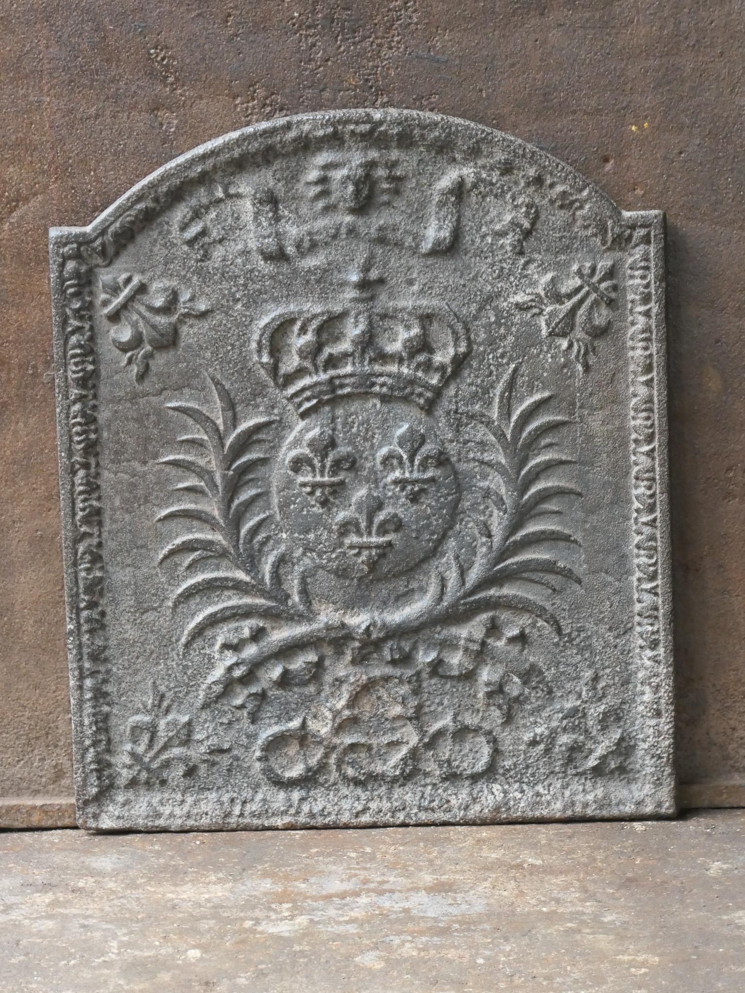 Cast French Louis XIV Period 'Arms of France' Fireback / Backsplash For Sale