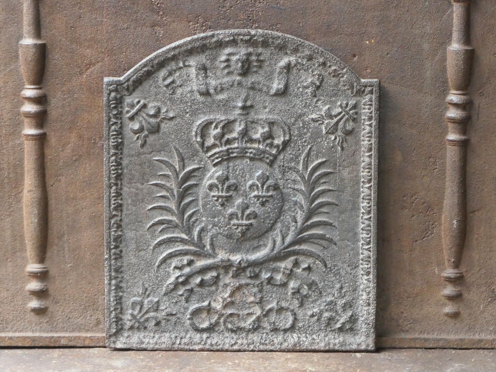 18th Century French Louis XIV Period 'Arms of France' Fireback / Backsplash For Sale