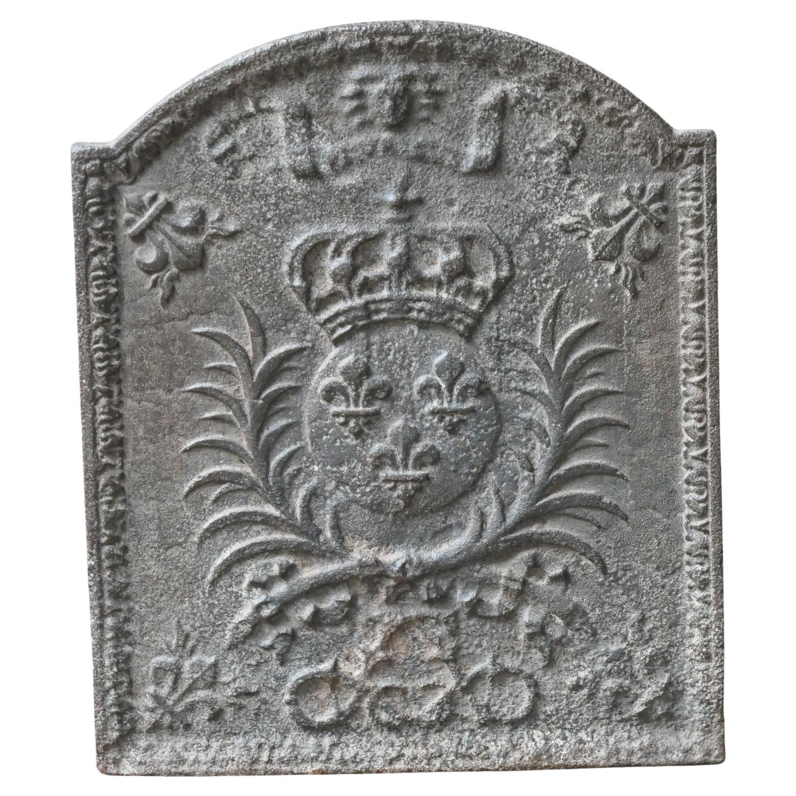 French Louis XIV Period 'Arms of France' Fireback / Backsplash For Sale