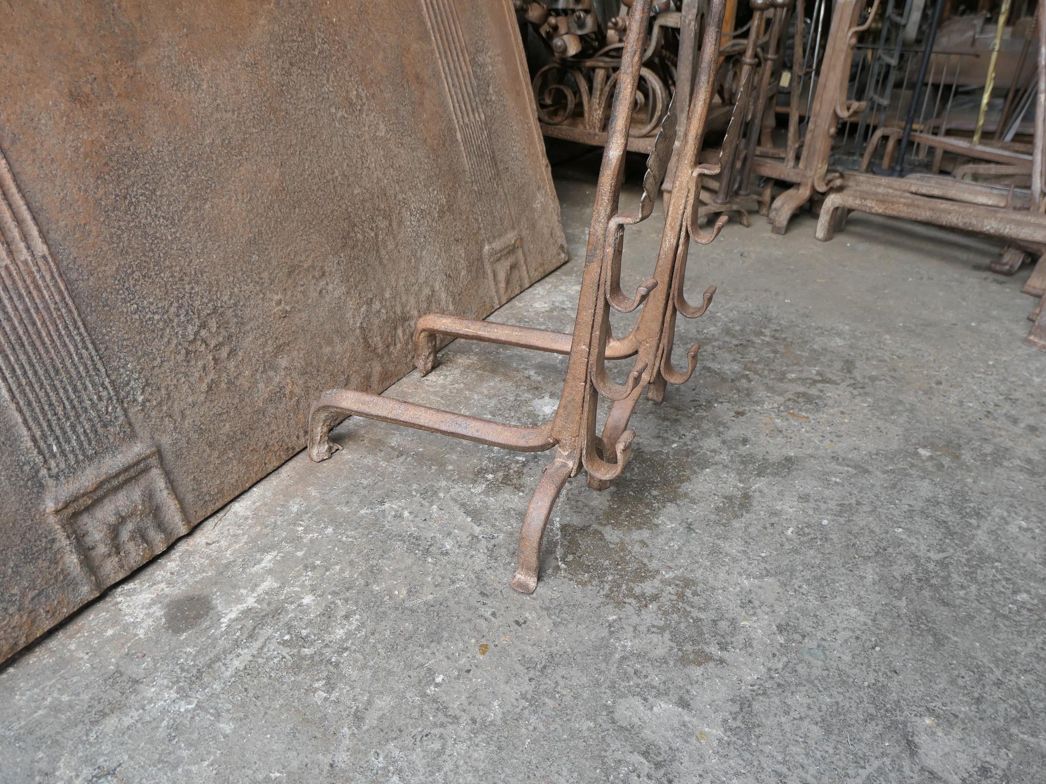 French Louis XIV Period Fireplace Andirons or Fire Grate, 17th-18th Century 4
