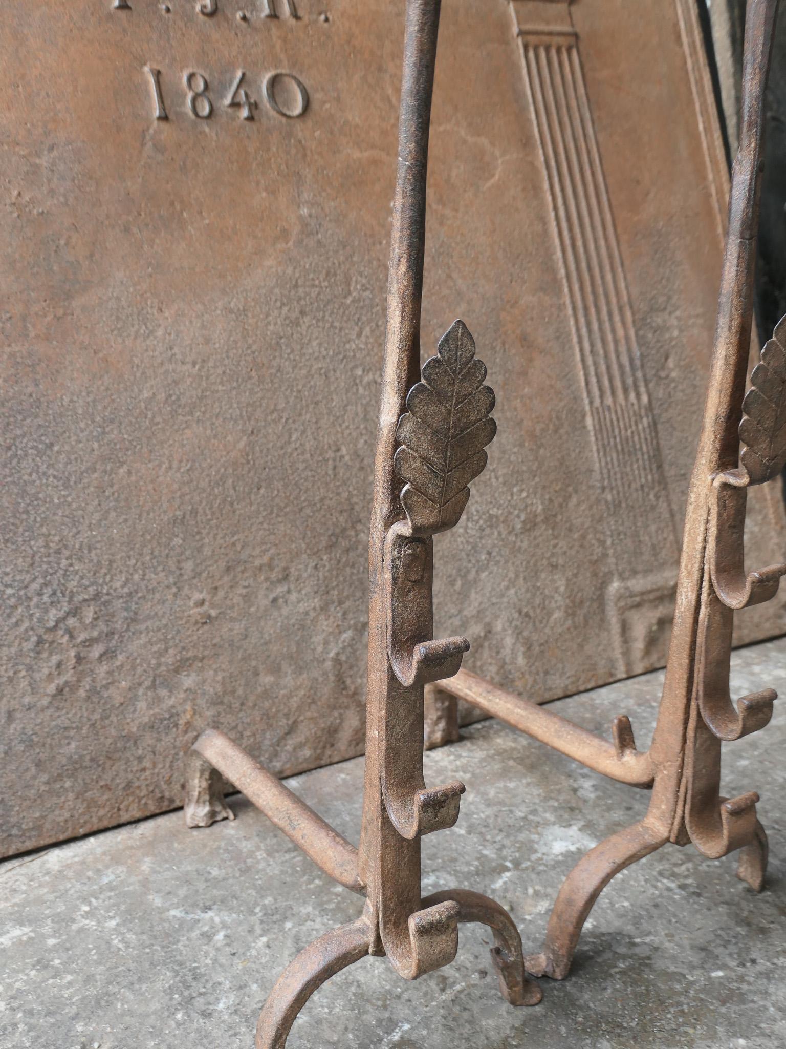 French Louis XIV Period Fireplace Andirons or Fire Grate, 17th-18th Century 7