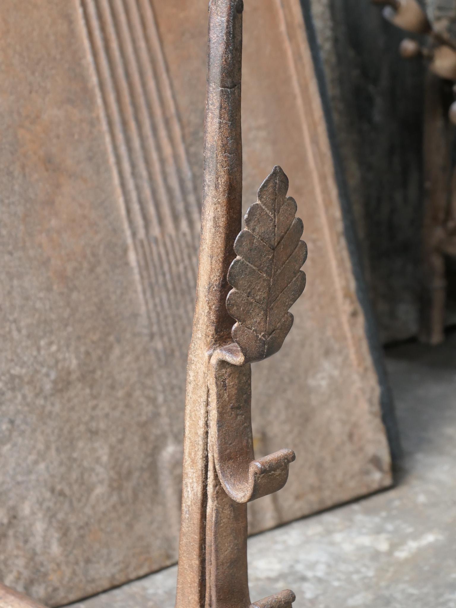 French Louis XIV Period Fireplace Andirons or Fire Grate, 17th-18th Century 9