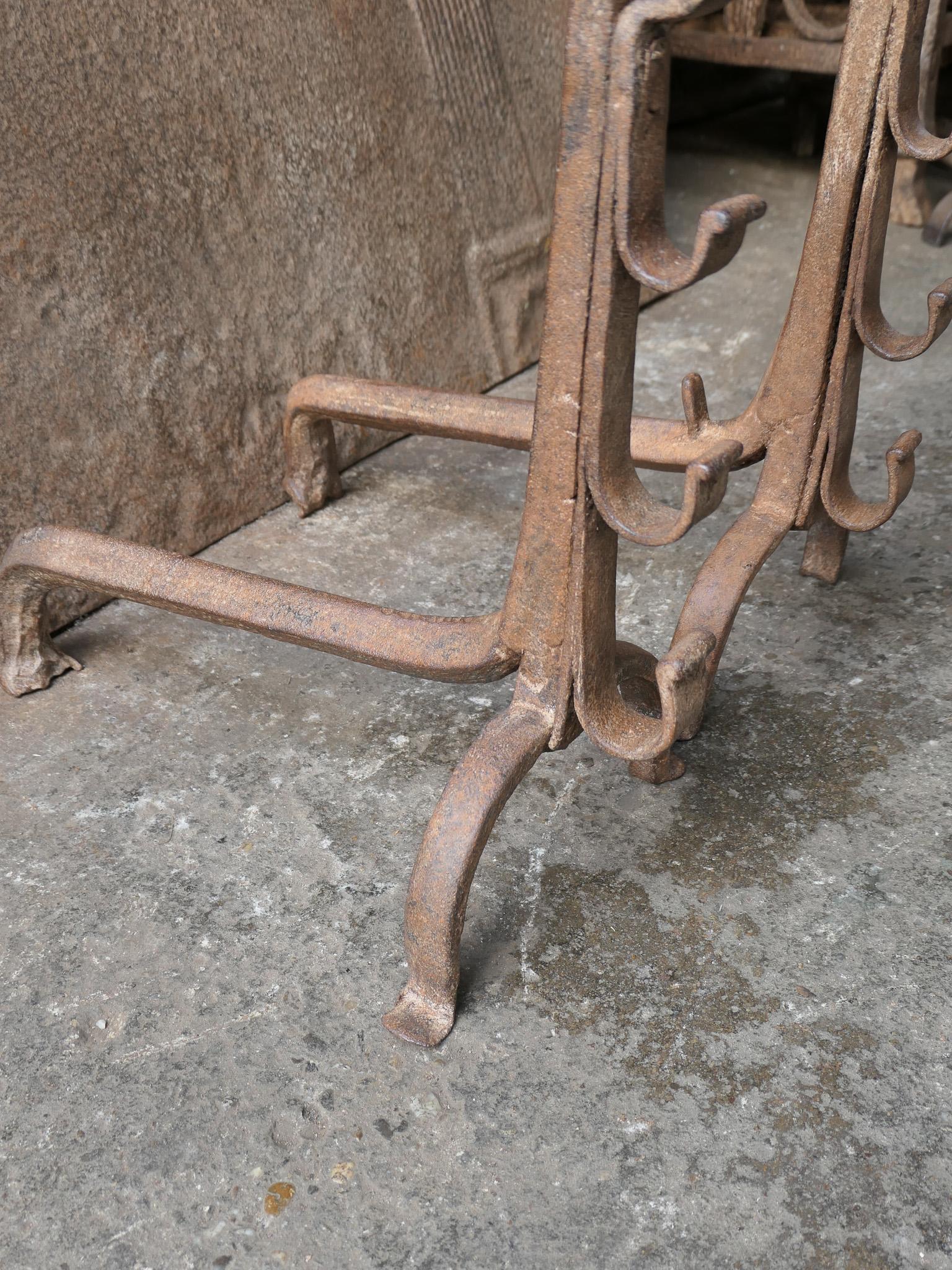 French Louis XIV Period Fireplace Andirons or Fire Grate, 17th-18th Century 12