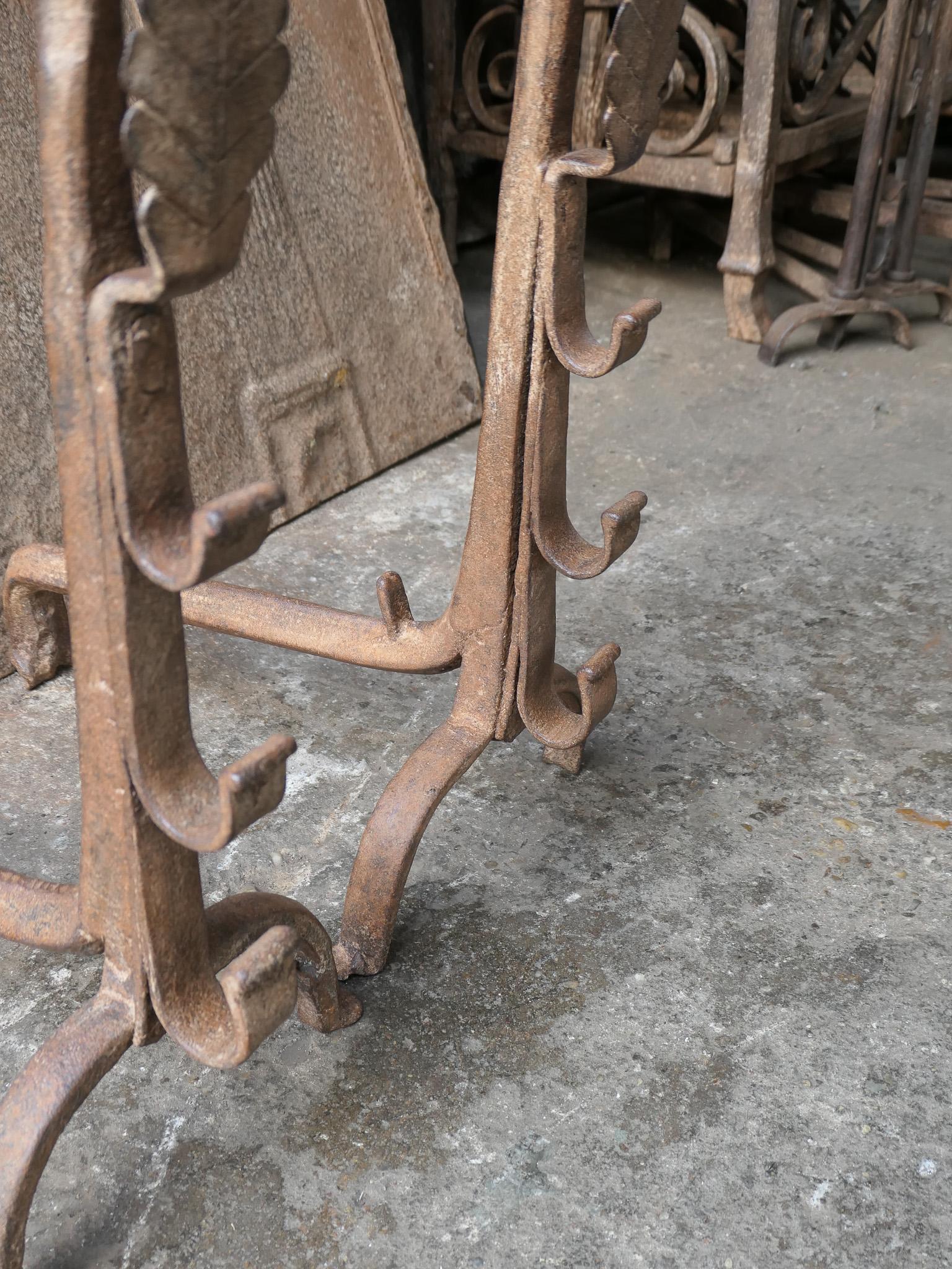 French Louis XIV Period Fireplace Andirons or Fire Grate, 17th-18th Century 13