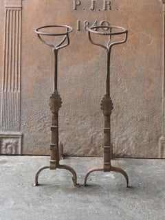 French Louis XIV Period Fireplace Andirons or Fire Grate, 17th-18th Century