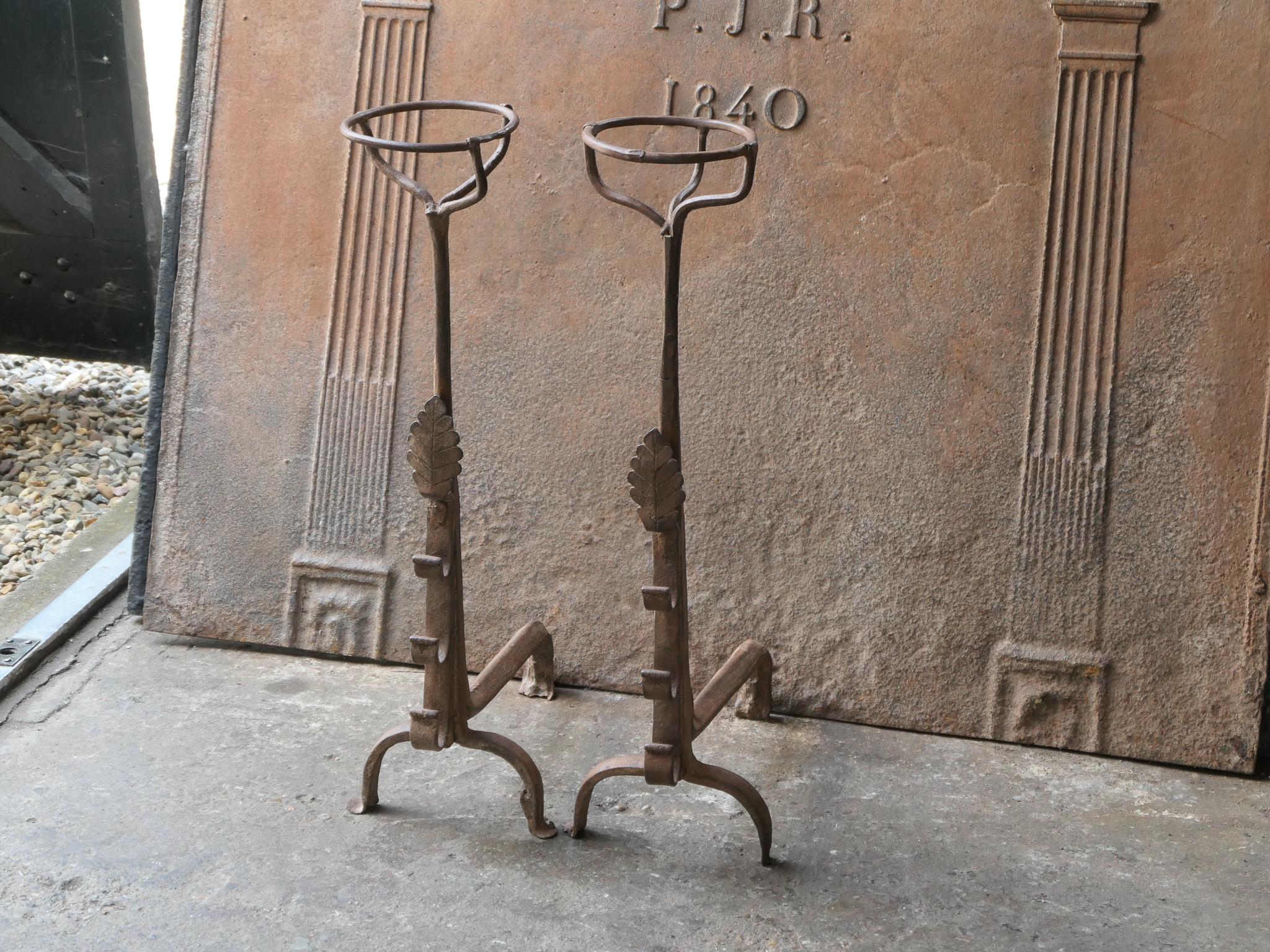 French Louis XIV Period Fireplace Andirons or Fire Grate, 17th-18th Century In Good Condition In Amerongen, Amerongen