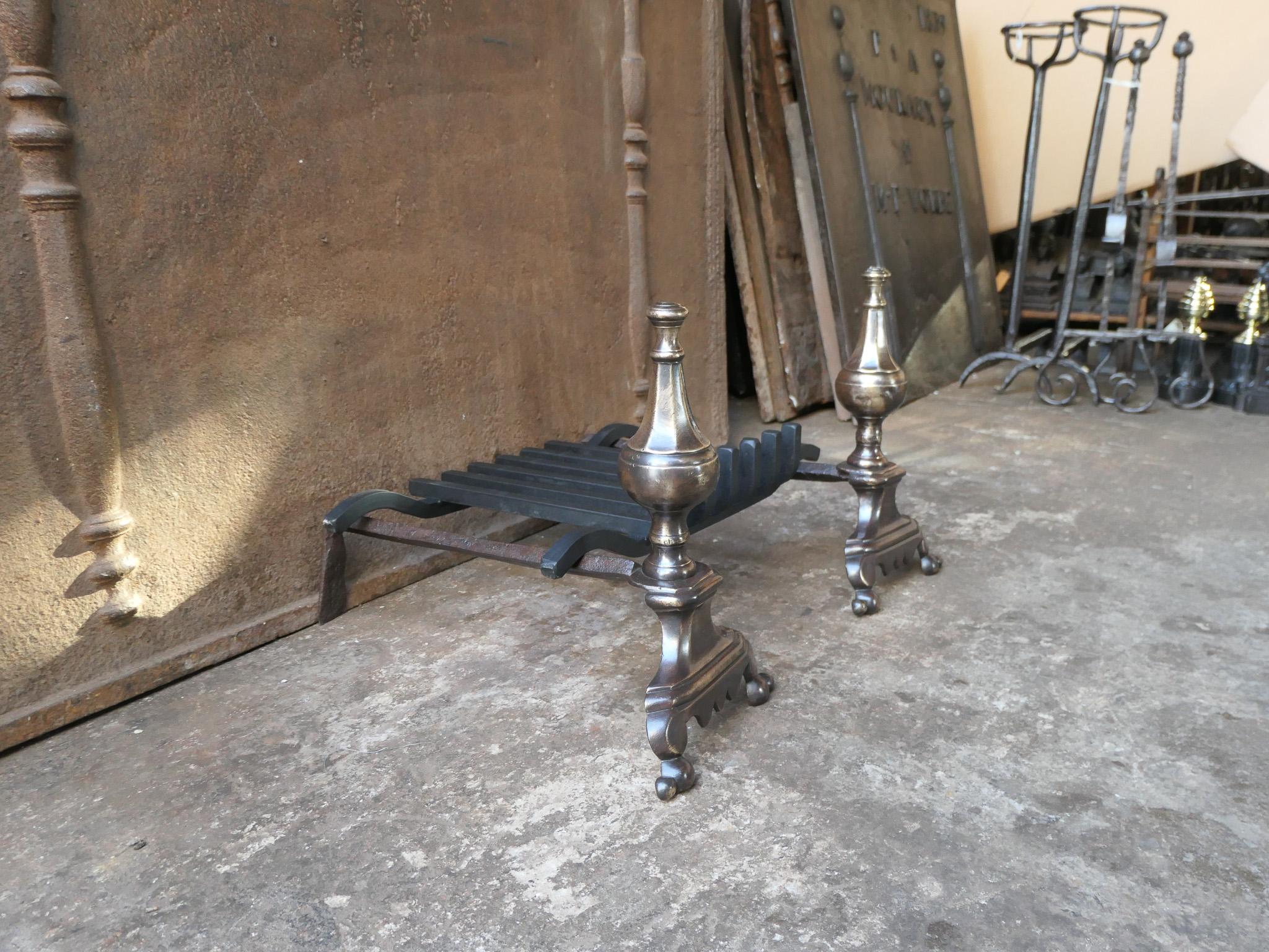 French Louis XIV Period Fireplace Andirons or Fire Grate, 17th Century For Sale 6