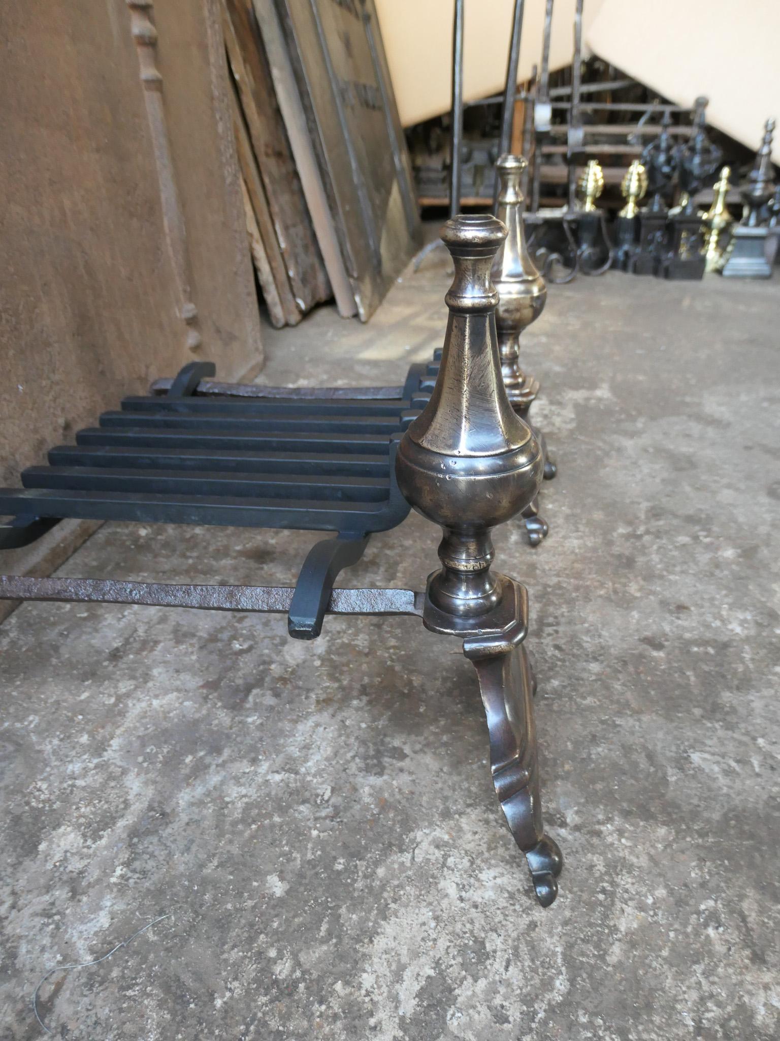 French Louis XIV Period Fireplace Andirons or Fire Grate, 17th Century For Sale 7