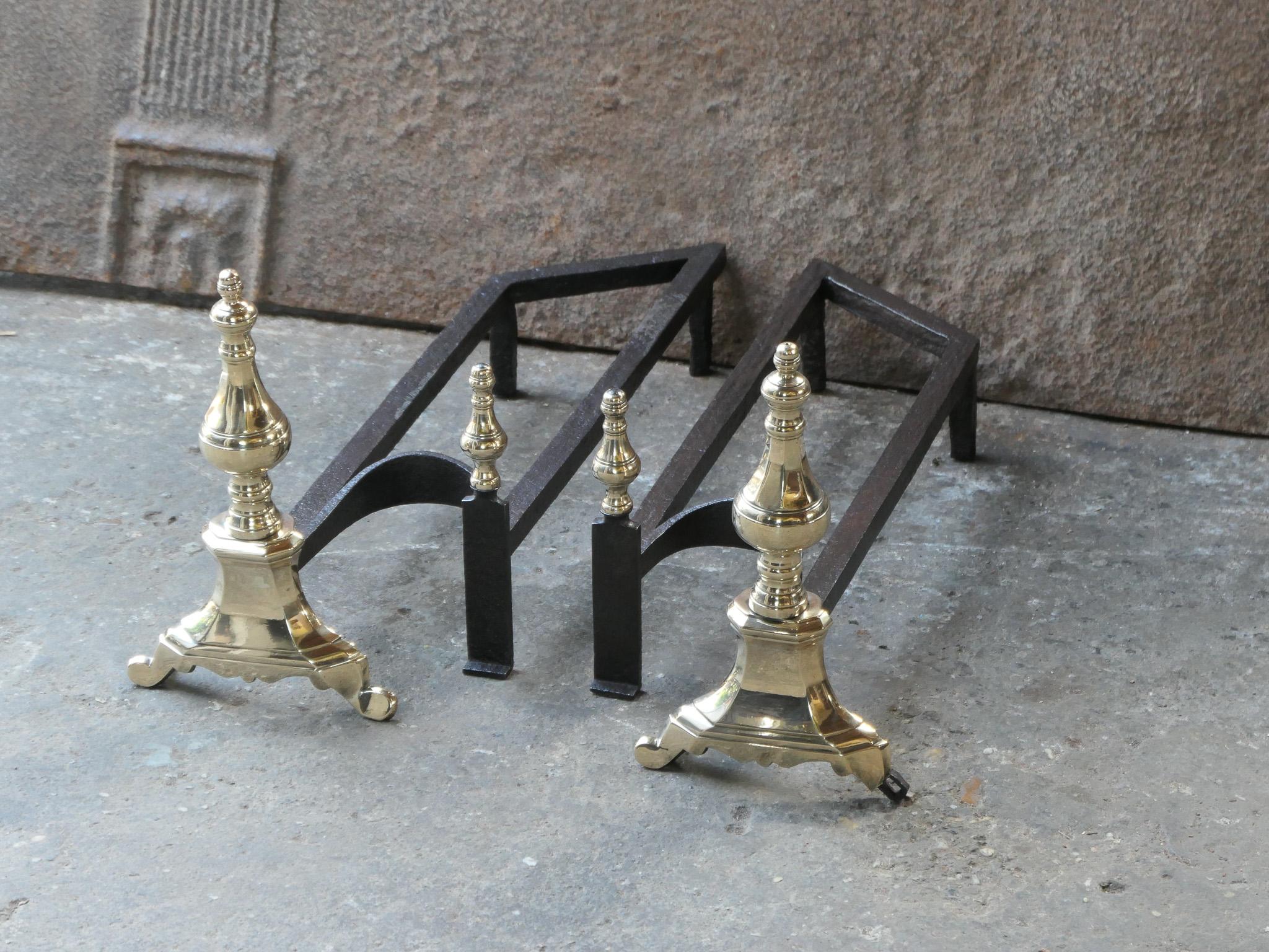 French Louis XIV Period Fireplace Andirons or Fire Grate, 17th Century In Good Condition For Sale In Amerongen, NL